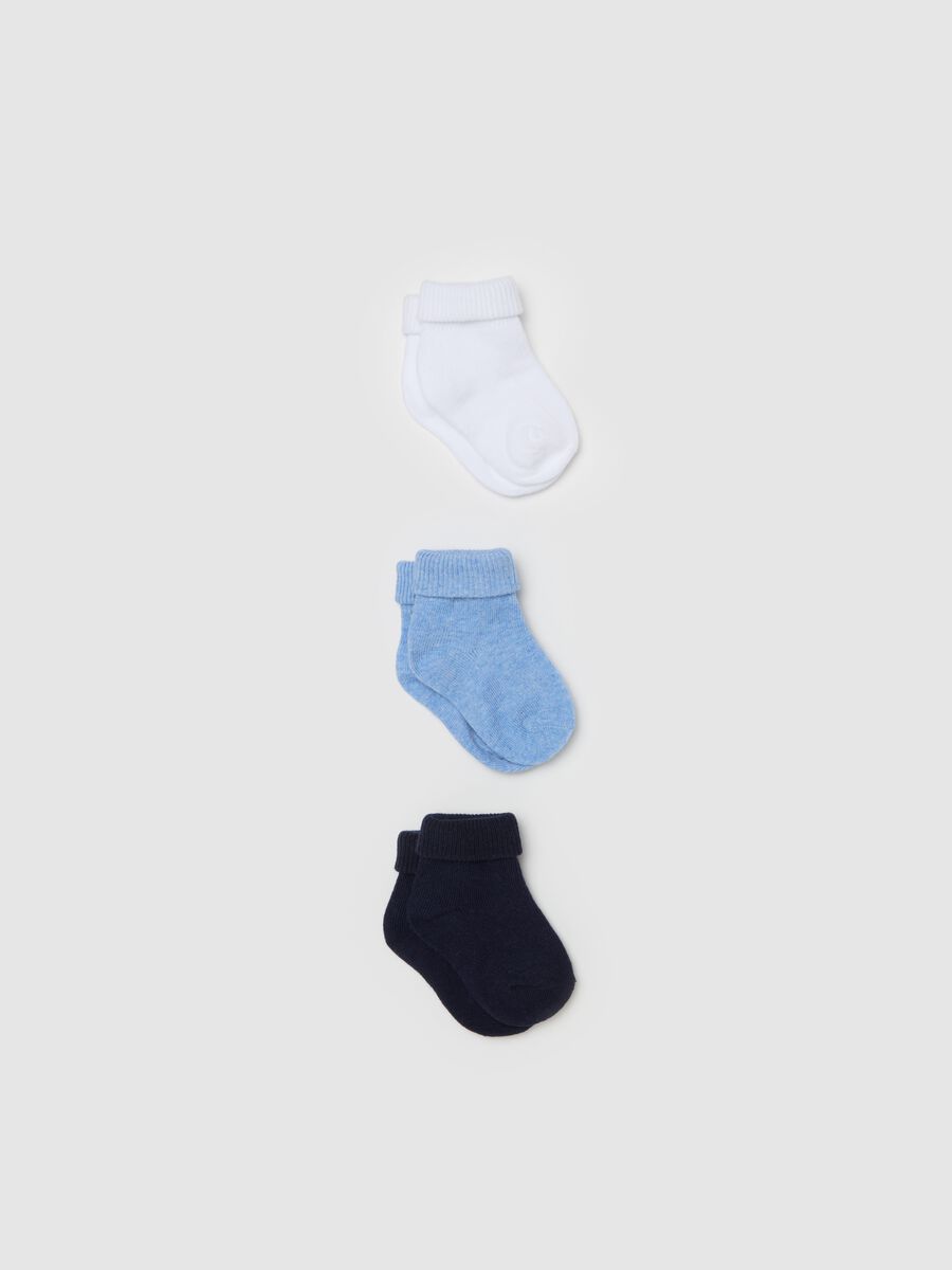 Three-pair pack stretch socks with turn ups_1