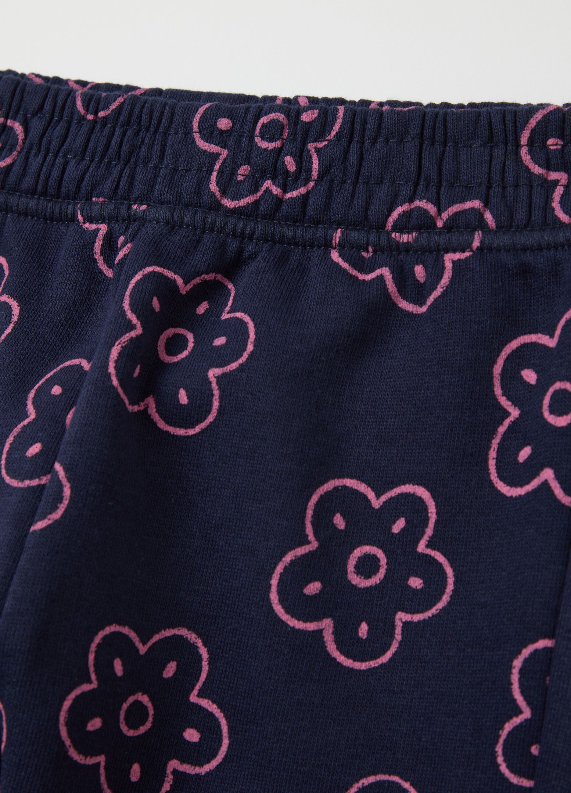 Fleece joggers with flowers print