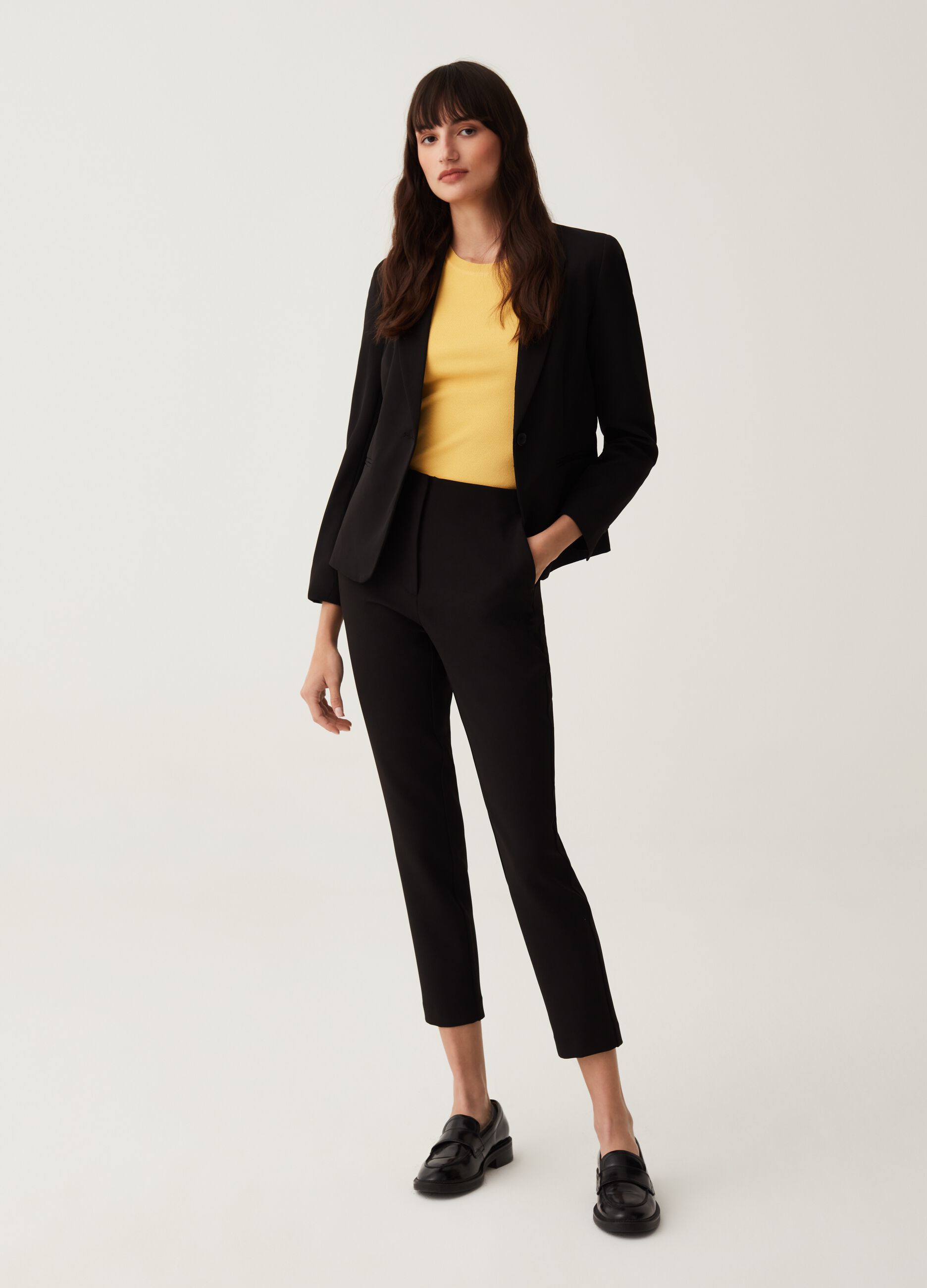 Solid colour stretch blazer