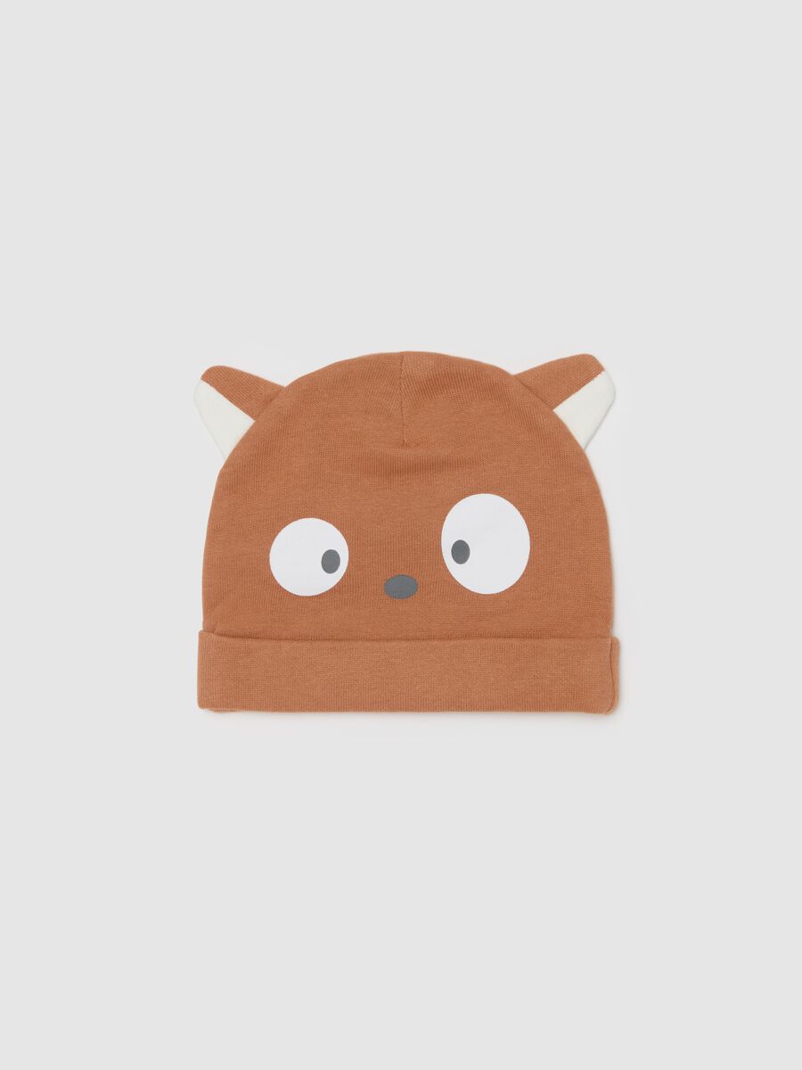 Organic cotton hat with ears and print_0