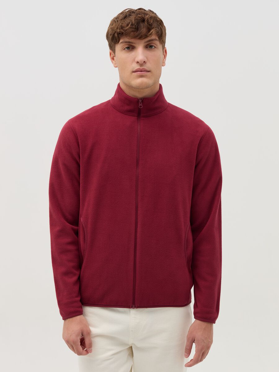 Fleece full-zip sweatshirt with high neck_1