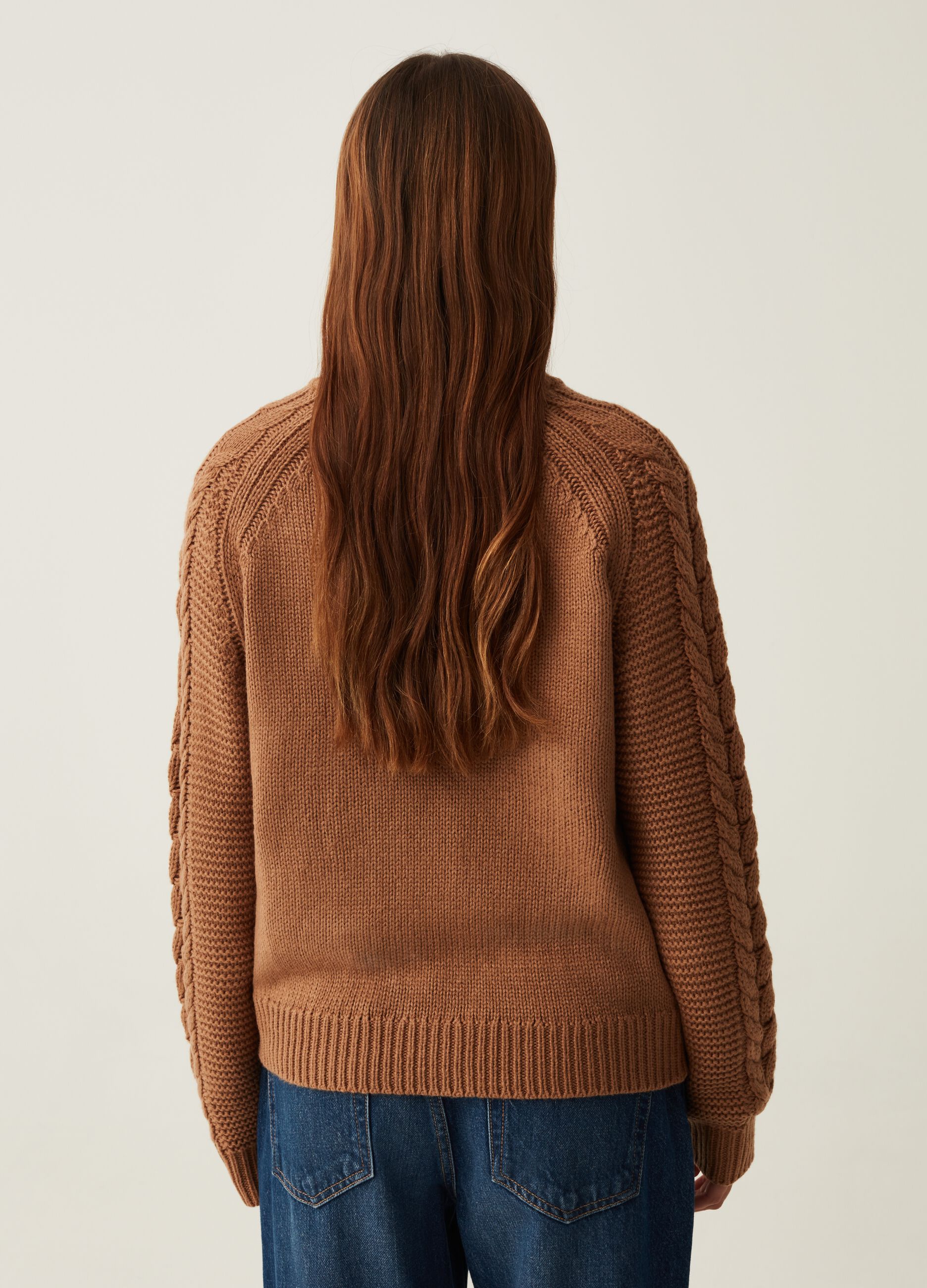 Pullover with cable-knit design