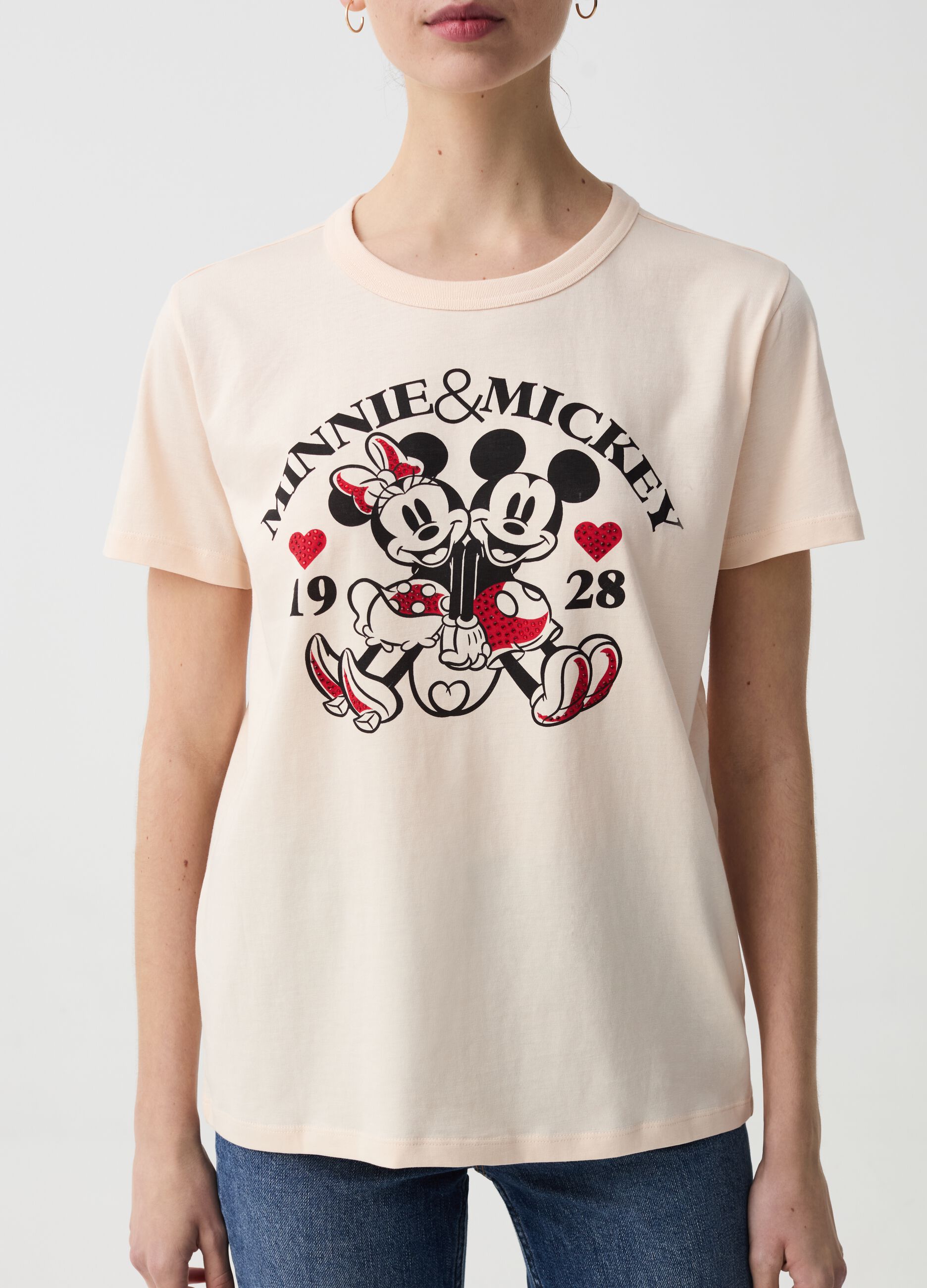 Camiseta con estampado Minnie y Mickey
