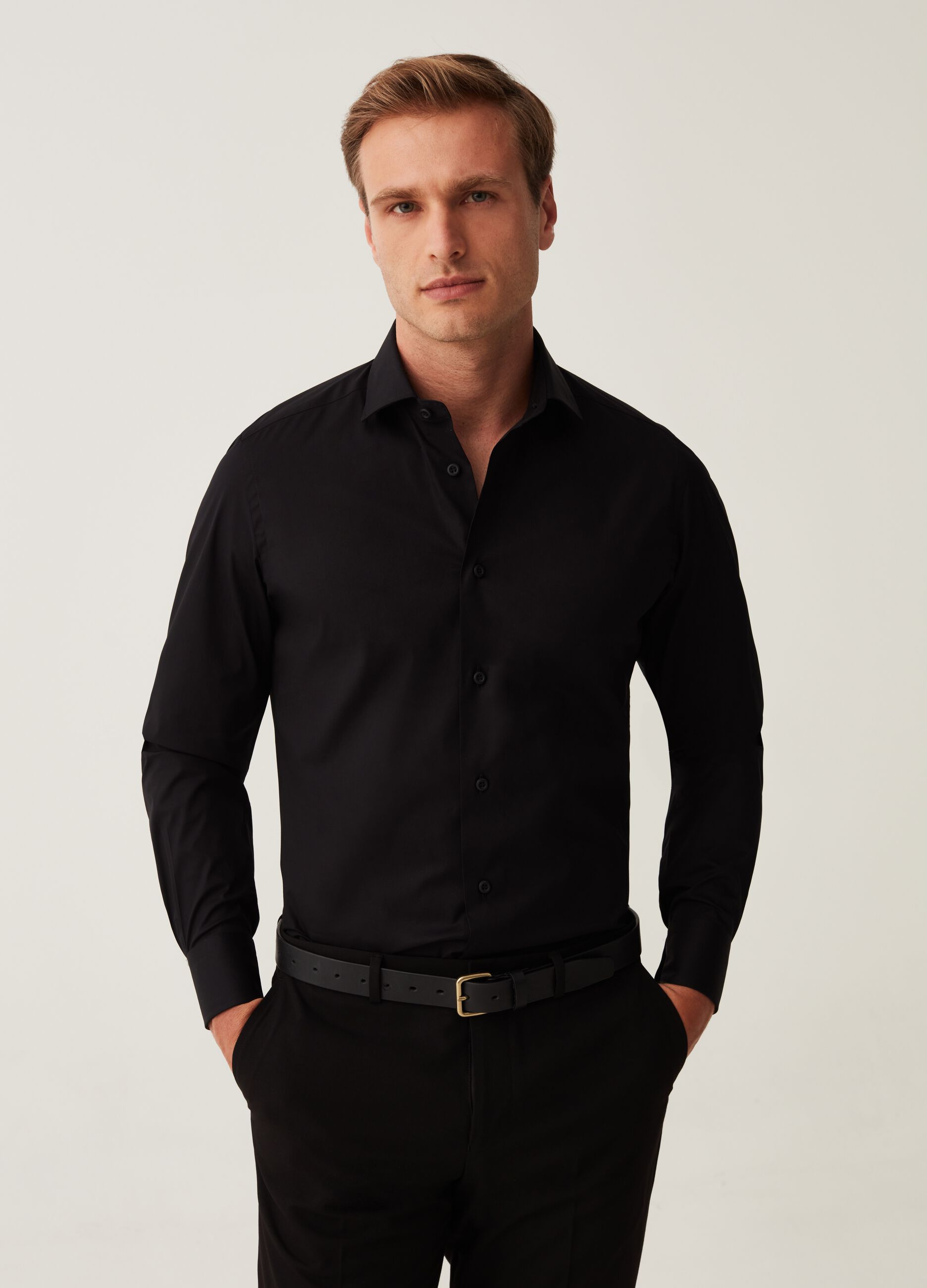 Slim fit, stretch cotton shirt