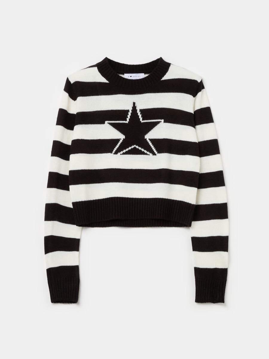 Striped crop pullover with jacquard star_4