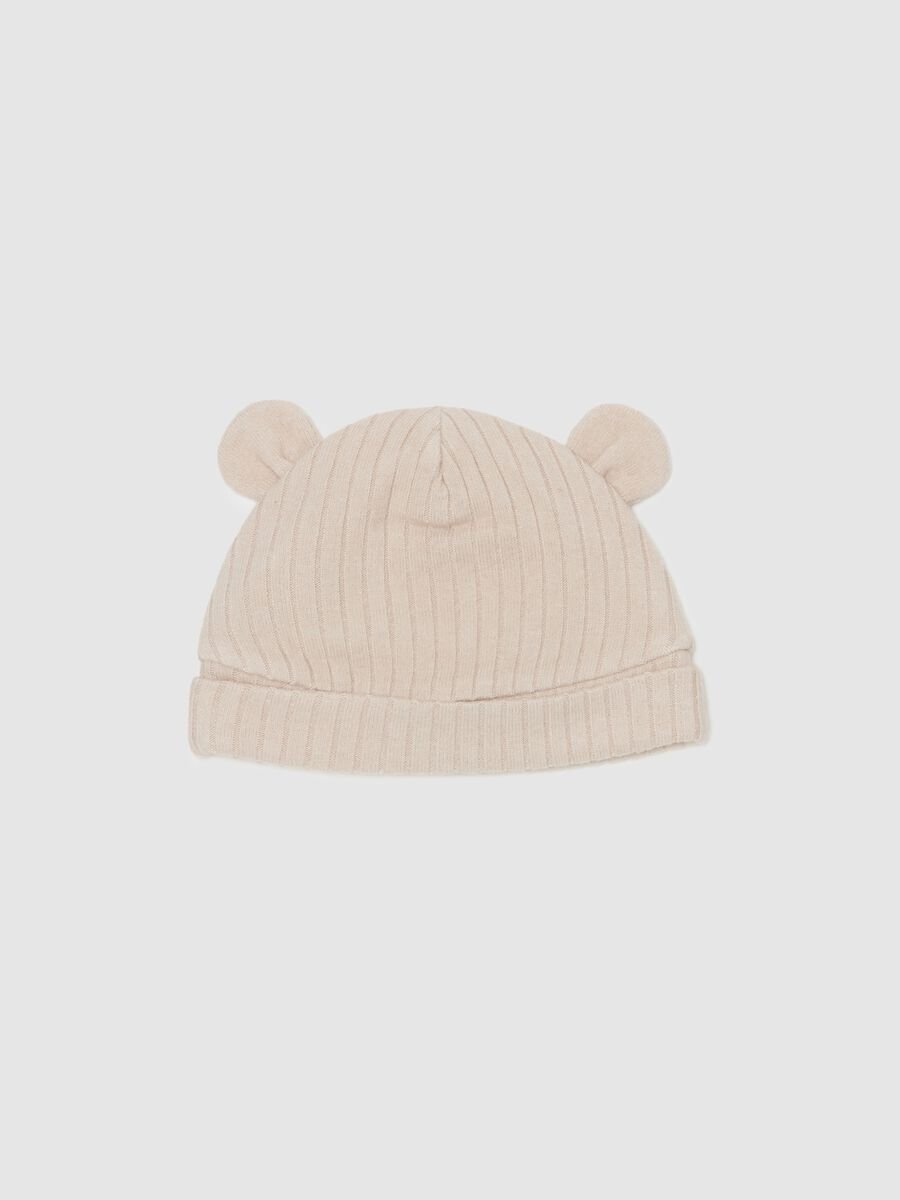 Ribbed knit hat with ears_1