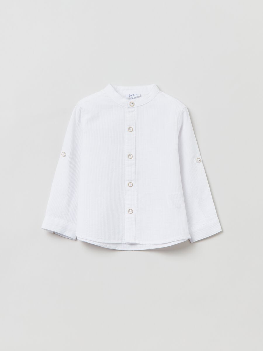 Textured linen and cotton shirt_0