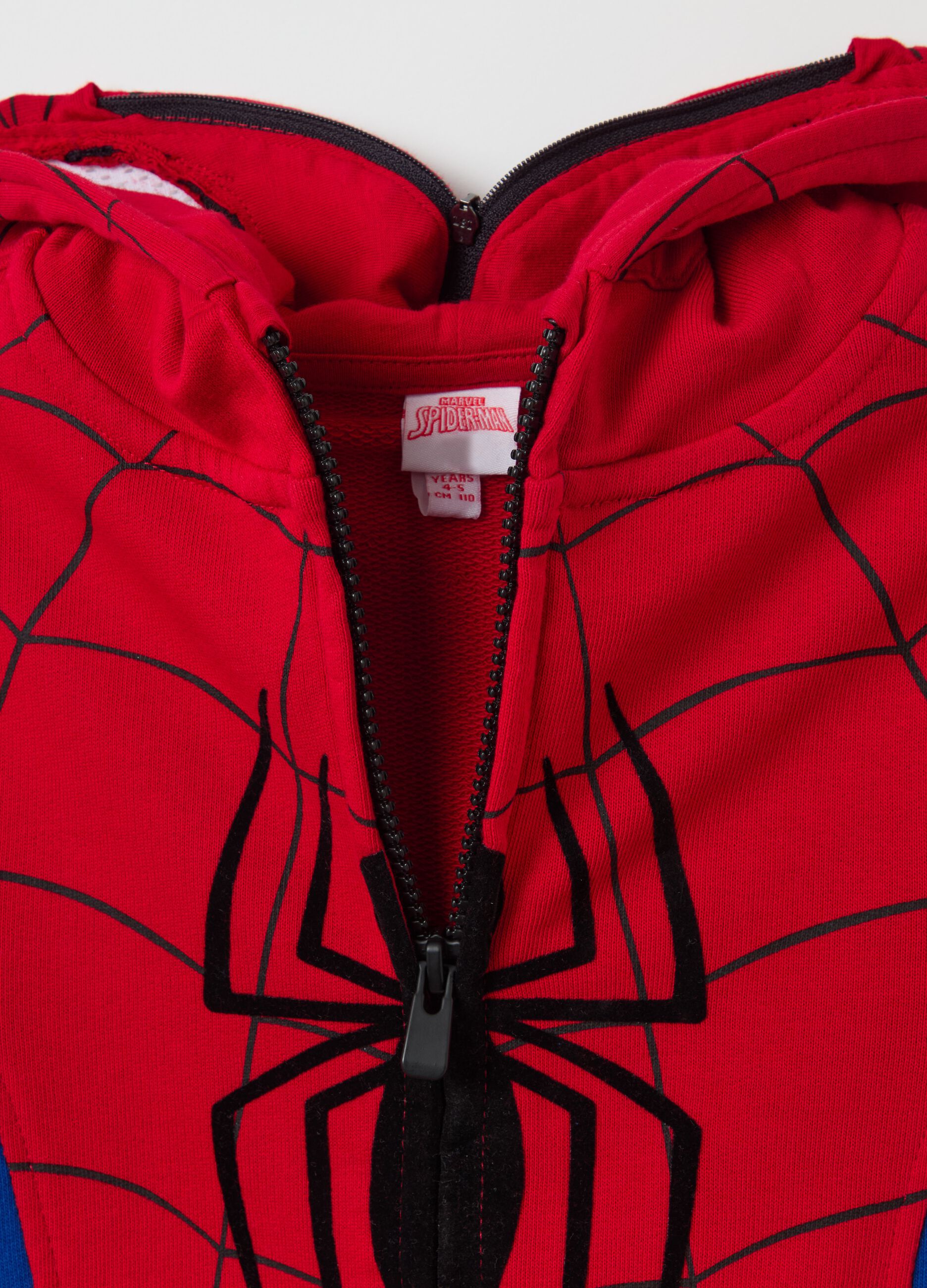 Full-zip sweatshirt with hood and Spider-Man print