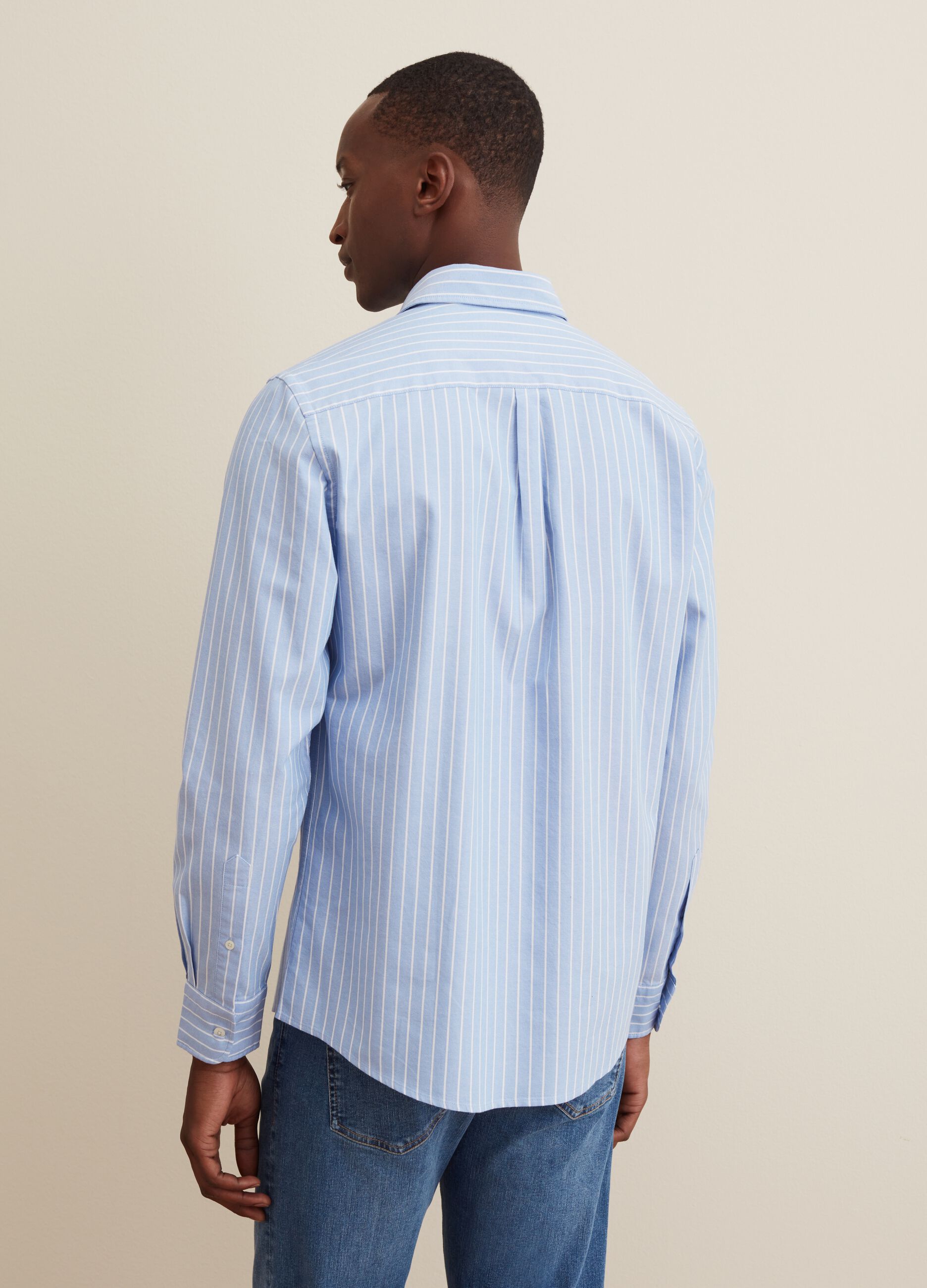 Striped Oxford cotton shirt with pocket