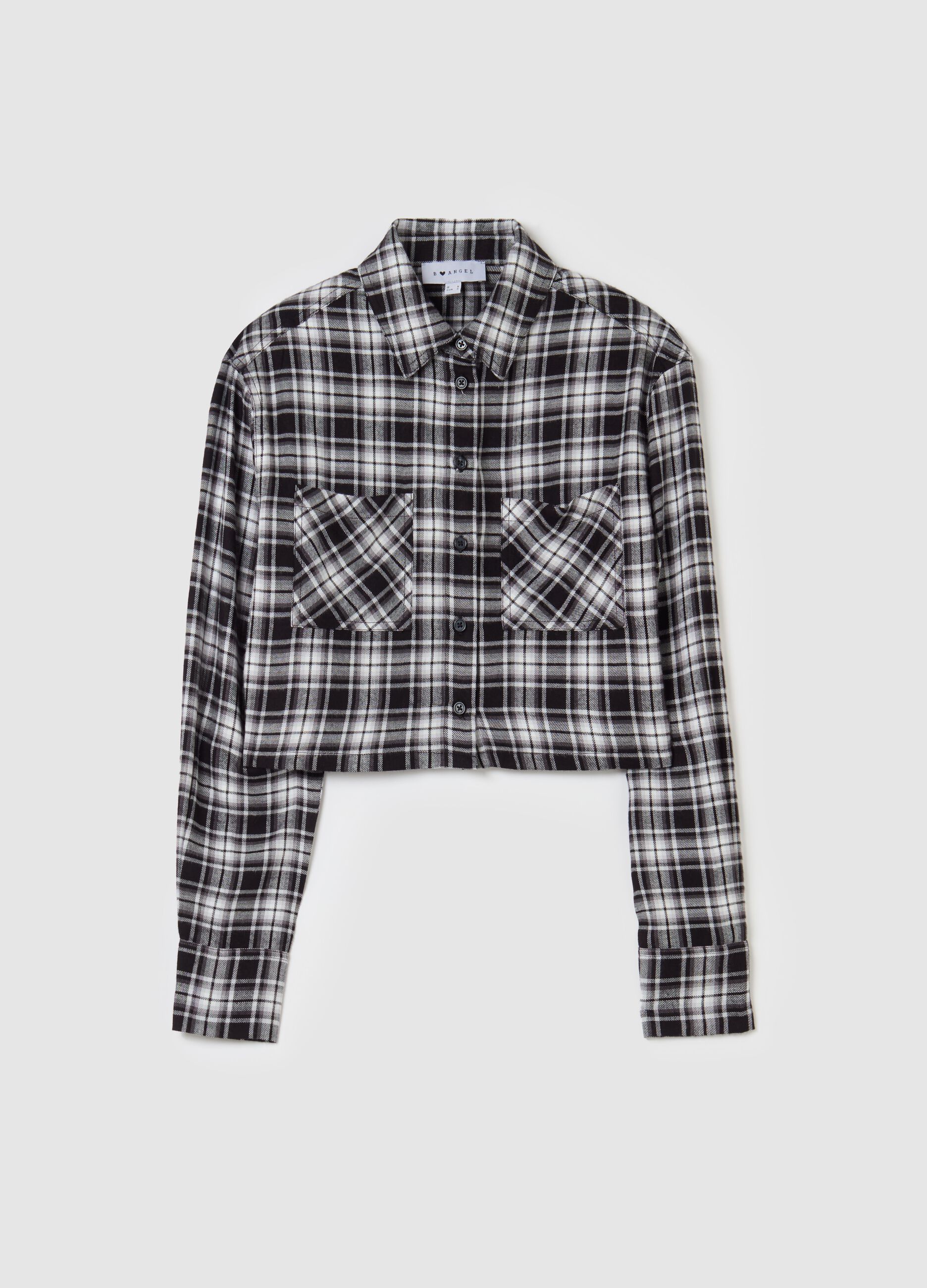 Crop shirt in check flannel