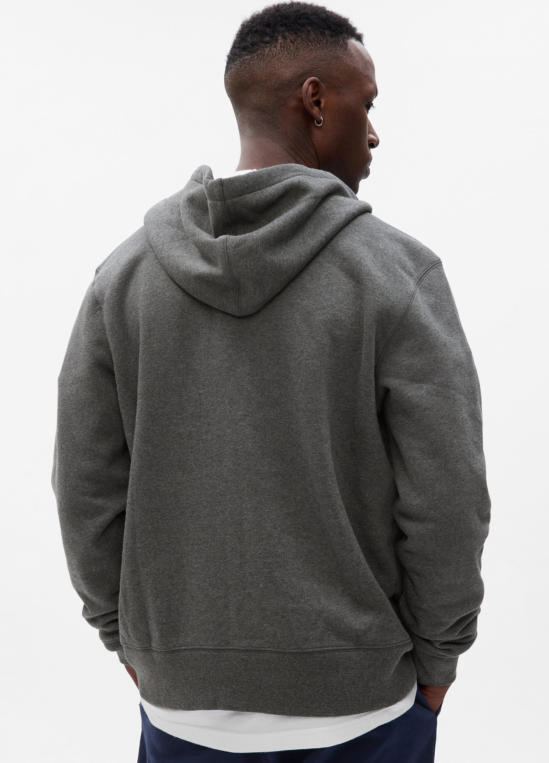 Full-zip sweatshirt with hood and mini logo embroidery