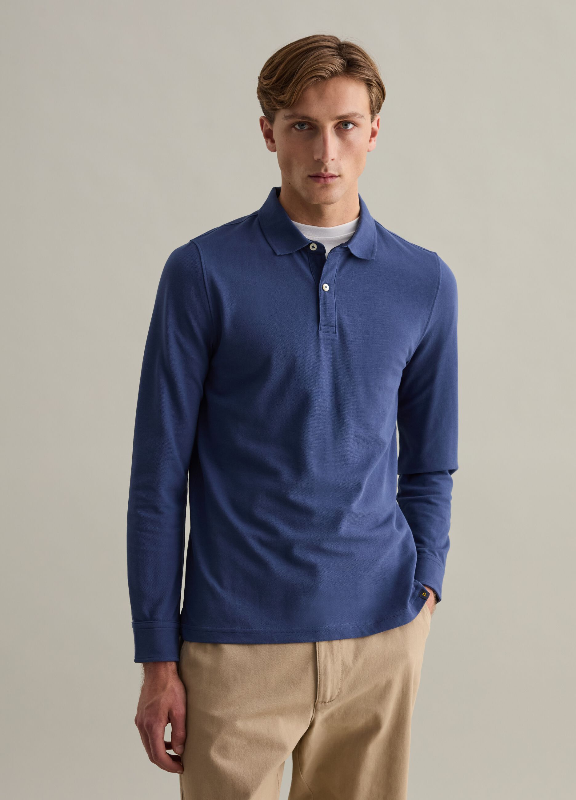 Long-sleeved polo shirt in piquet