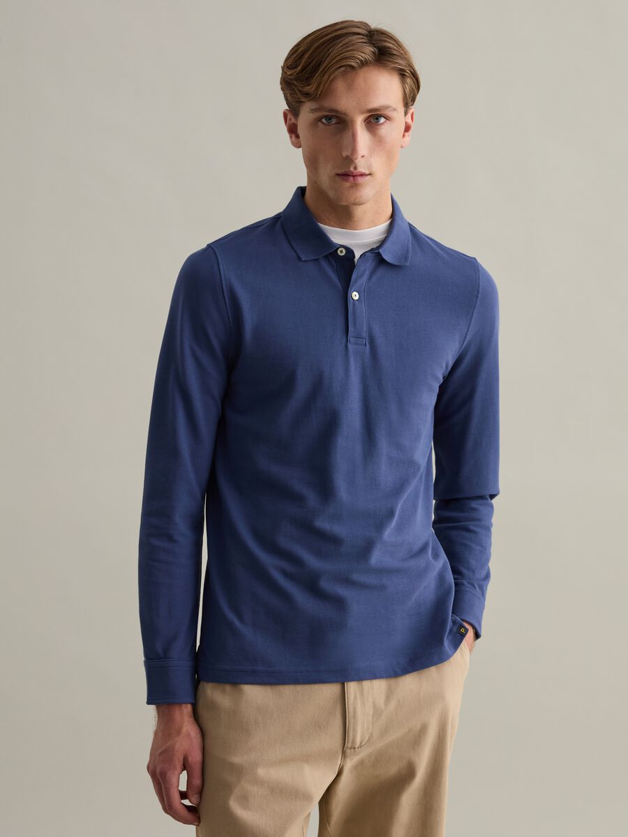 Long-sleeved polo shirt in piquet_1