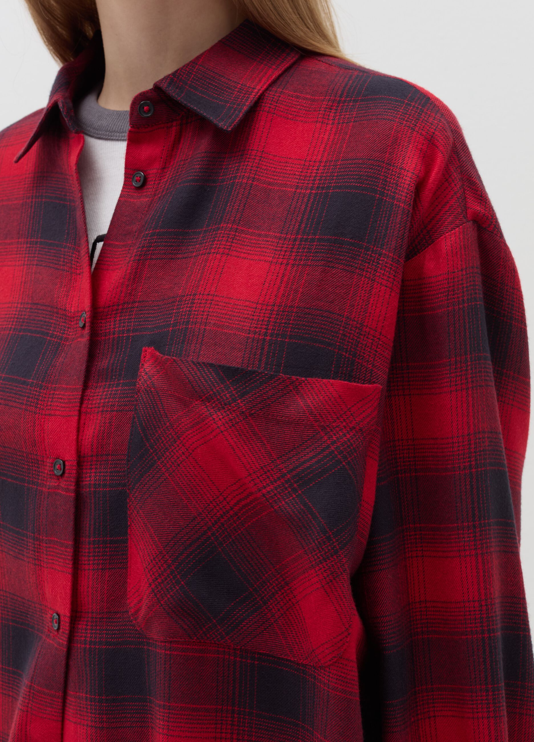 Oversized shirt with check pattern