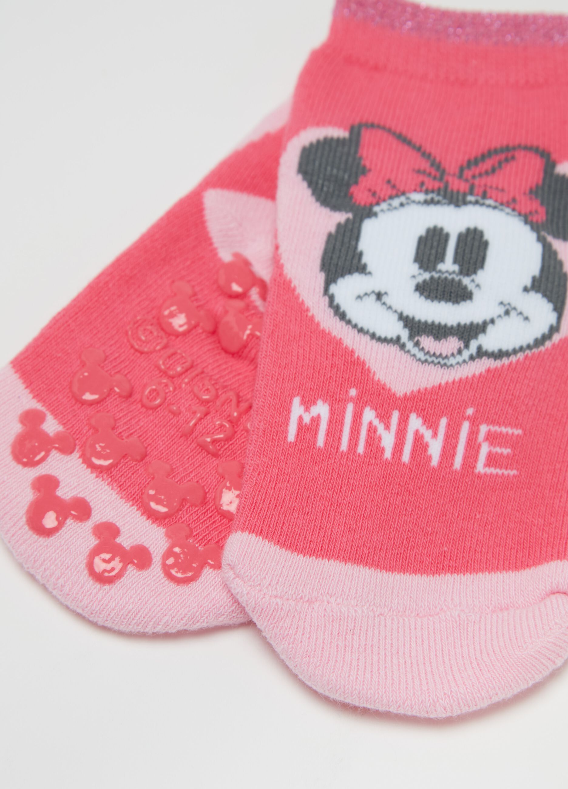 Two-pair pack slipper socks with Minnie Mouse design