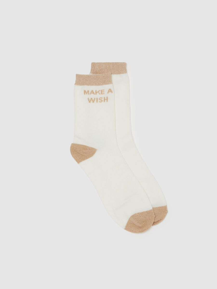 Organic cotton socks with lurex and lettering_0