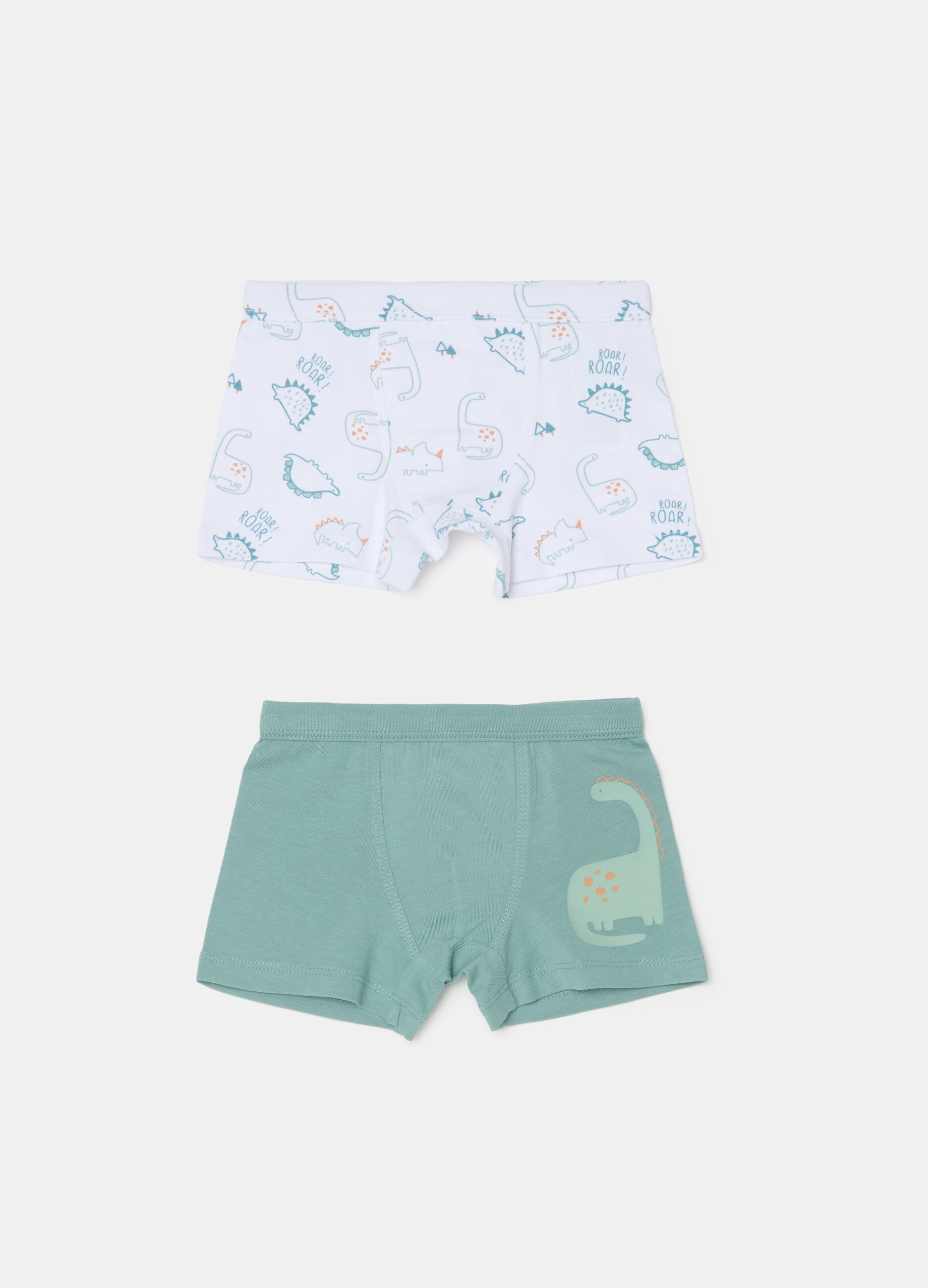 Two-pack boxer shorts with dinosaurs print