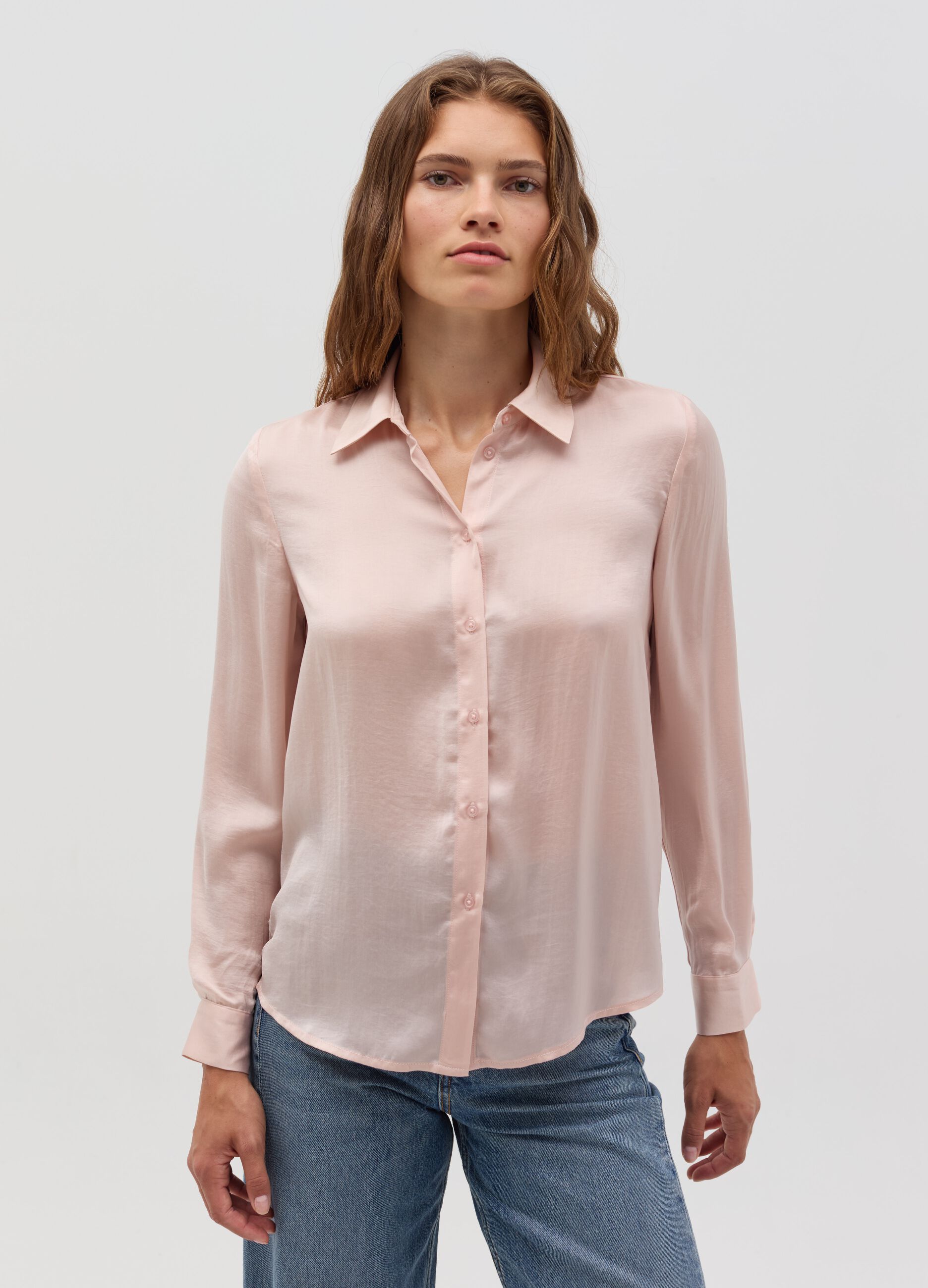 Solid colour satin shirt