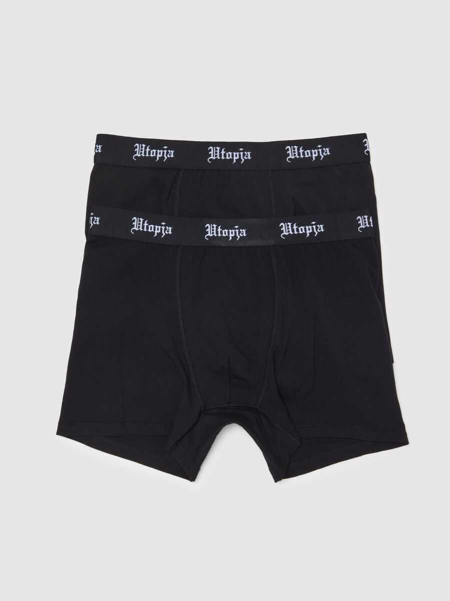 Two-pack Boxers With External Elastic Band Black_0