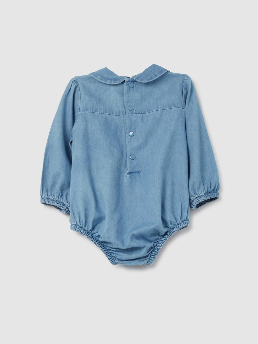 Denim bodysuit shirt with embroidery_1