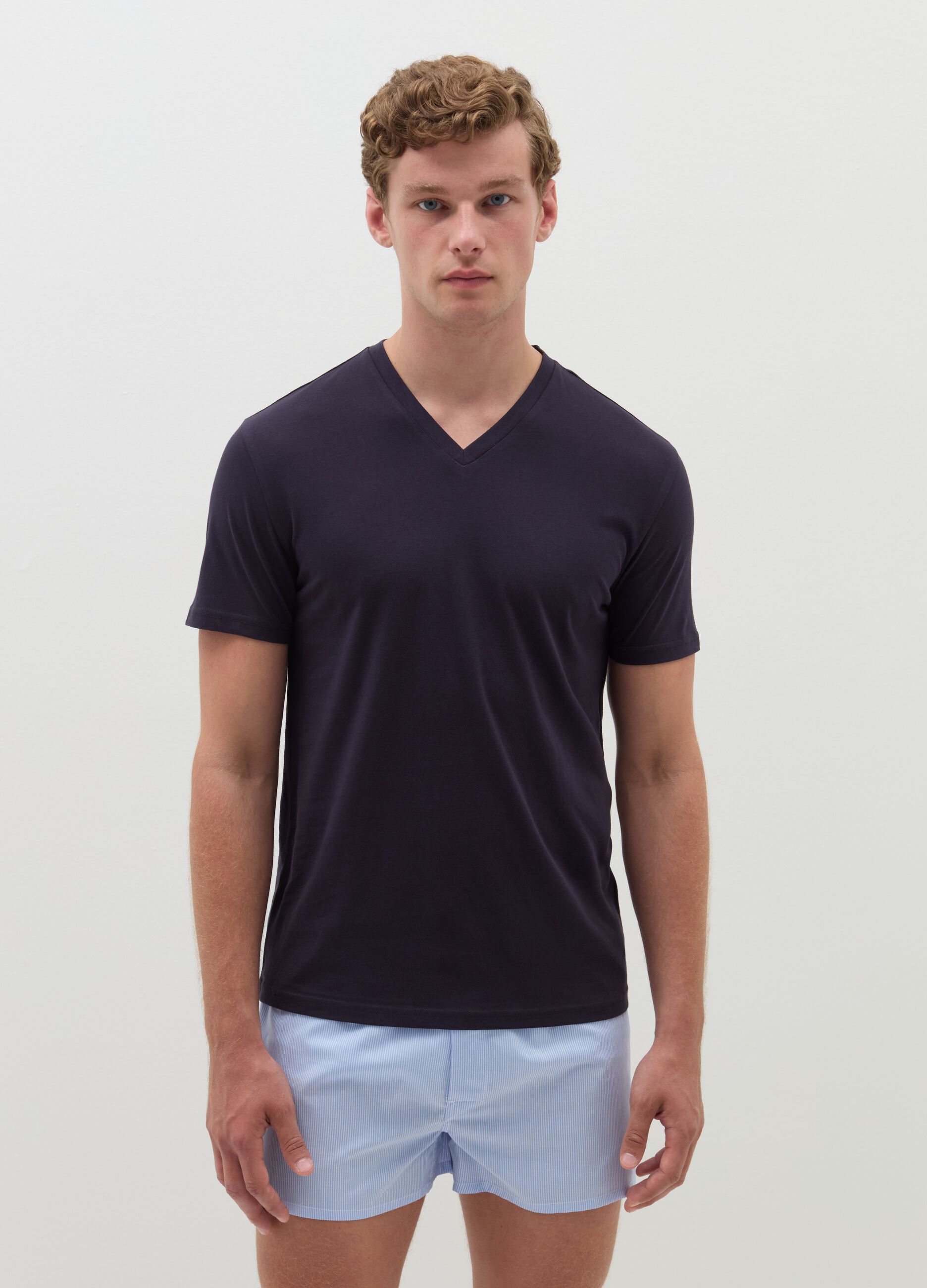 Organic cotton undershirt with V neck