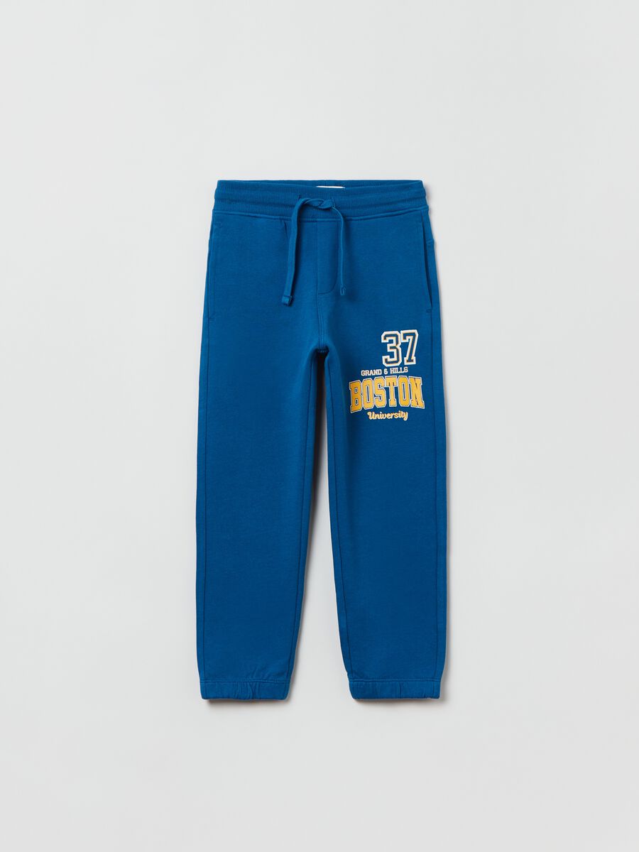 Fleece joggers with drawstring and print_0