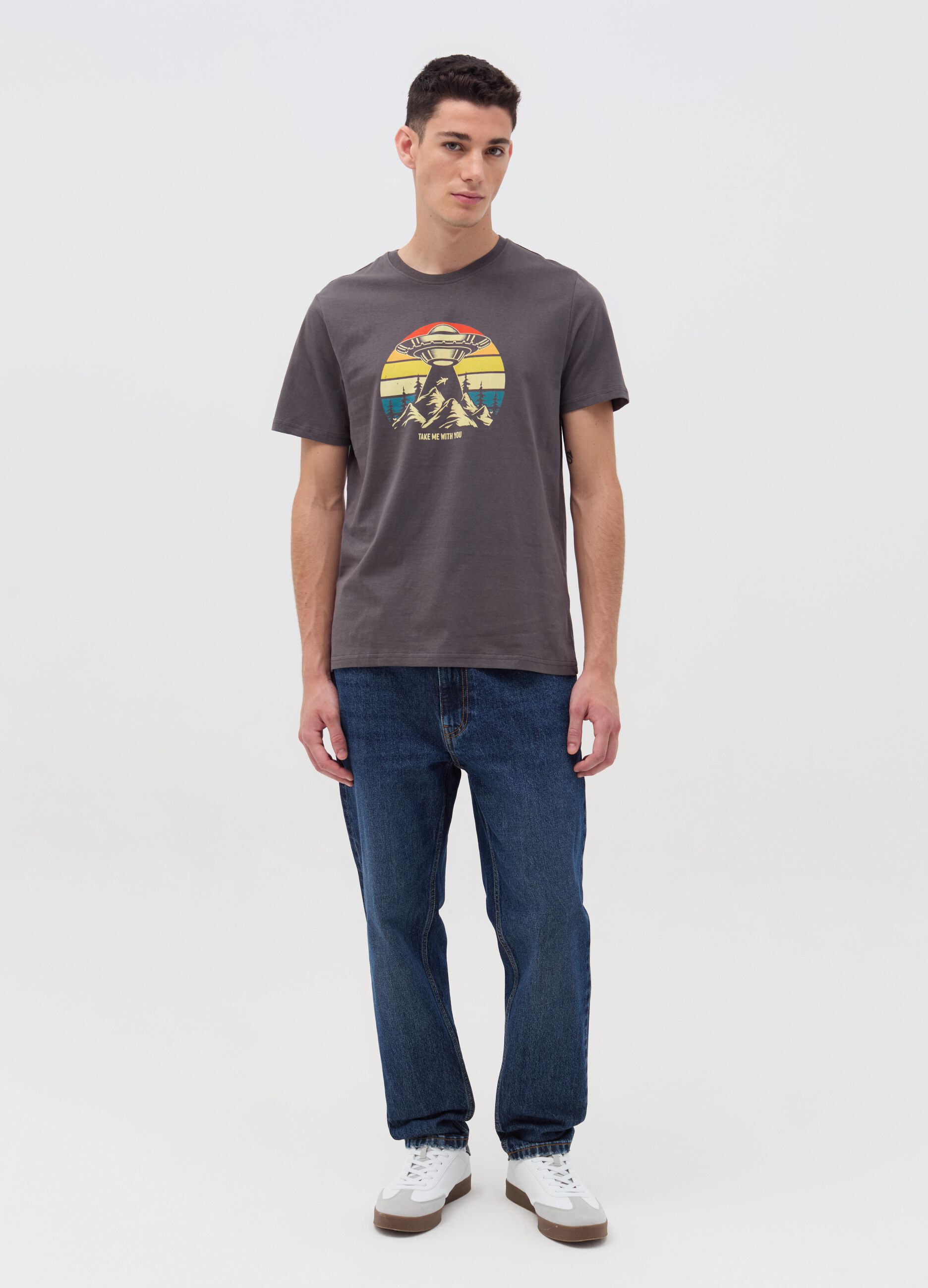 T-shirt with “Take me with you” print