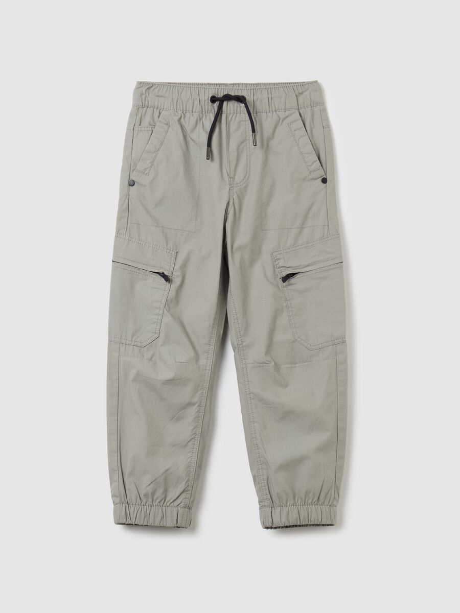 Joggers cargo in cotone con coulisse_0