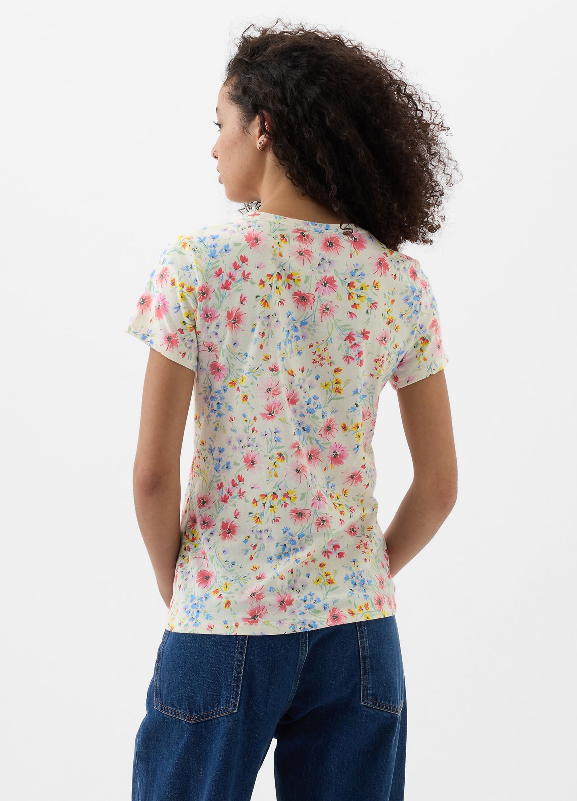 Floral T-shirt with logo print