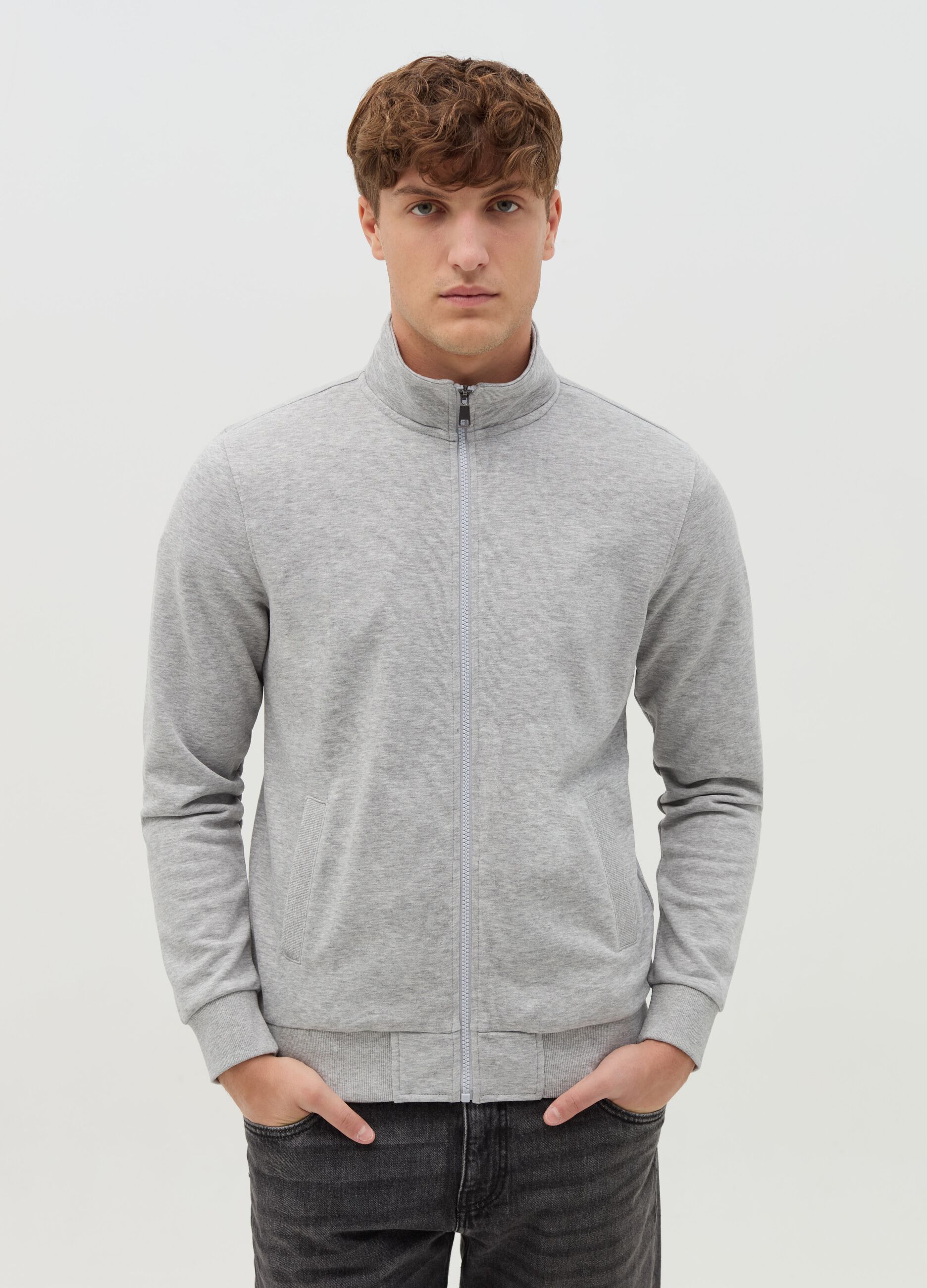 Full-zip in French Terry a collo alto