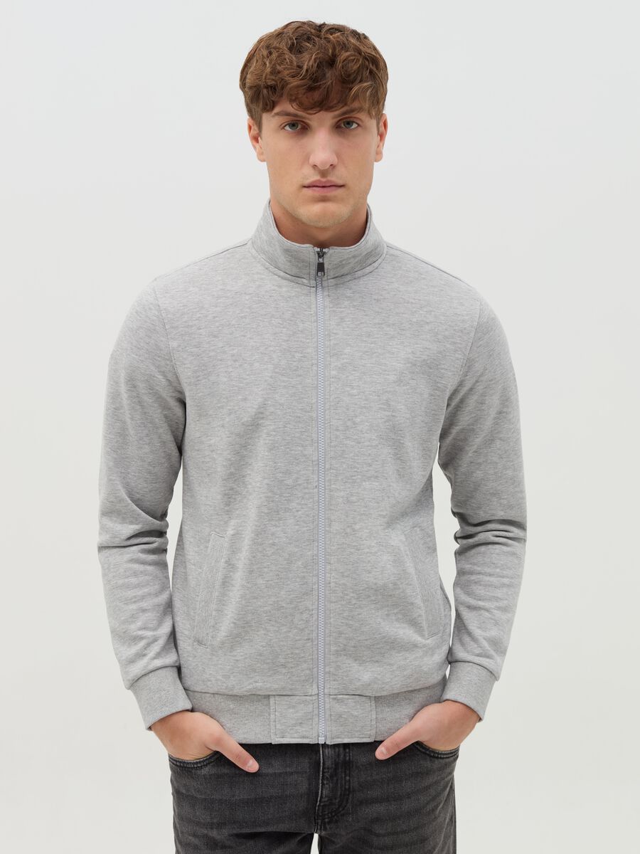 Full-zip in French Terry a collo alto_1