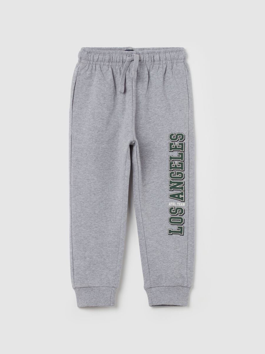 Joggers in cotone bio con coulisse e stampa_0