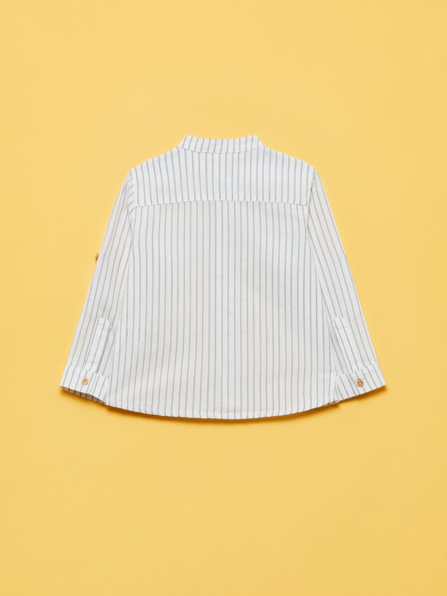 Striped cotton shirt with Mandarin collar_1