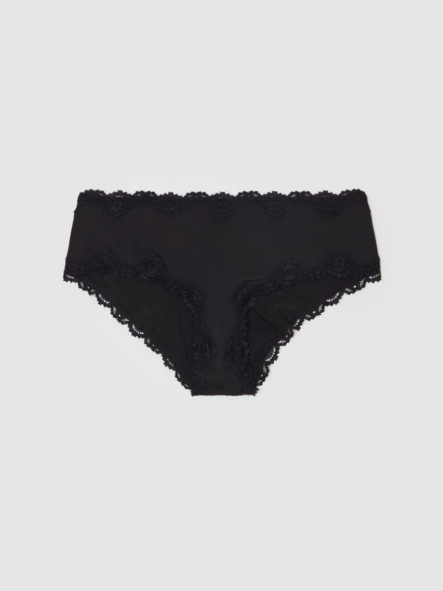 Microfibre knicker shorts with lace trim_4