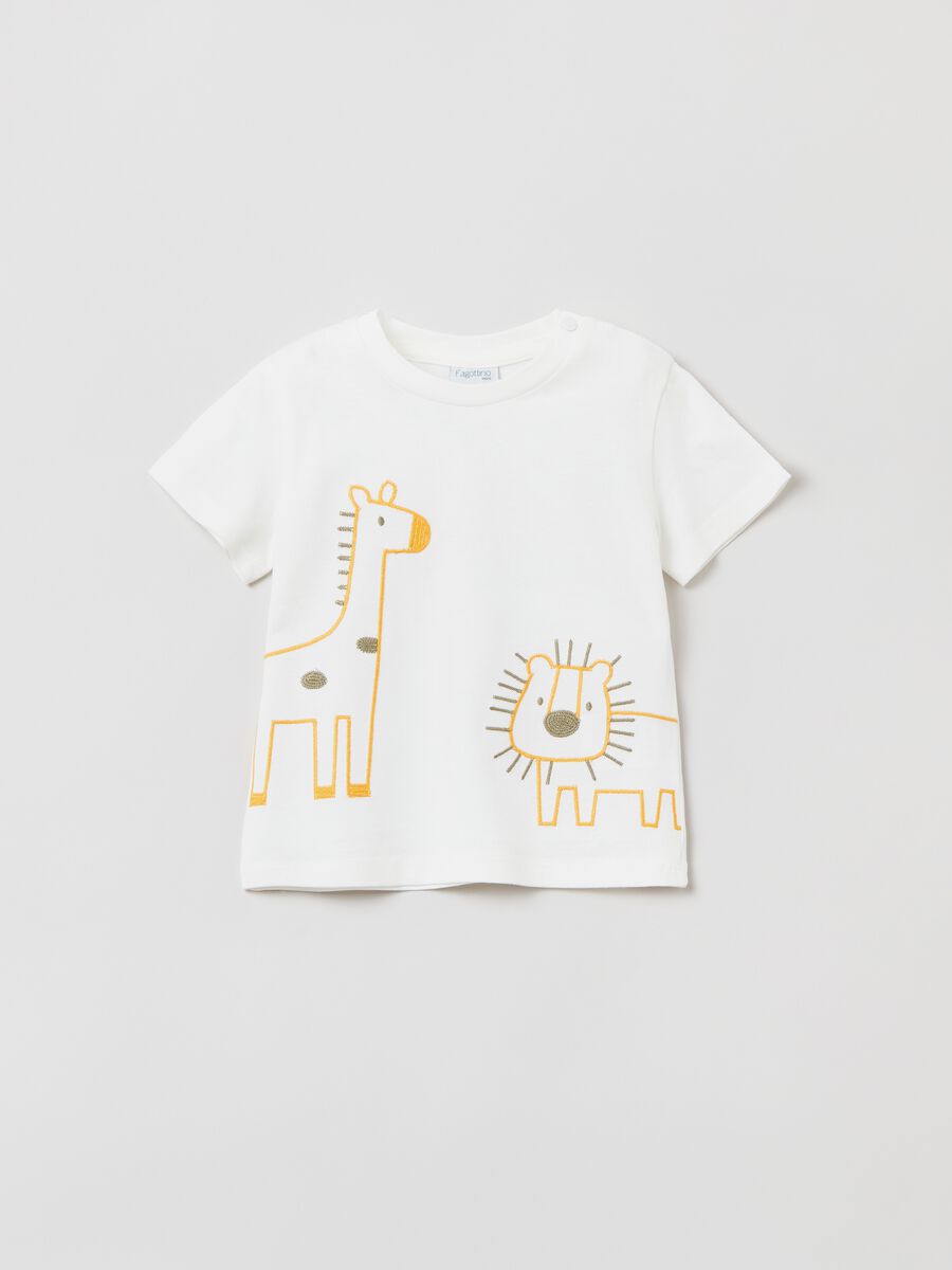 Cotton T-shirt with animals embroidery_0