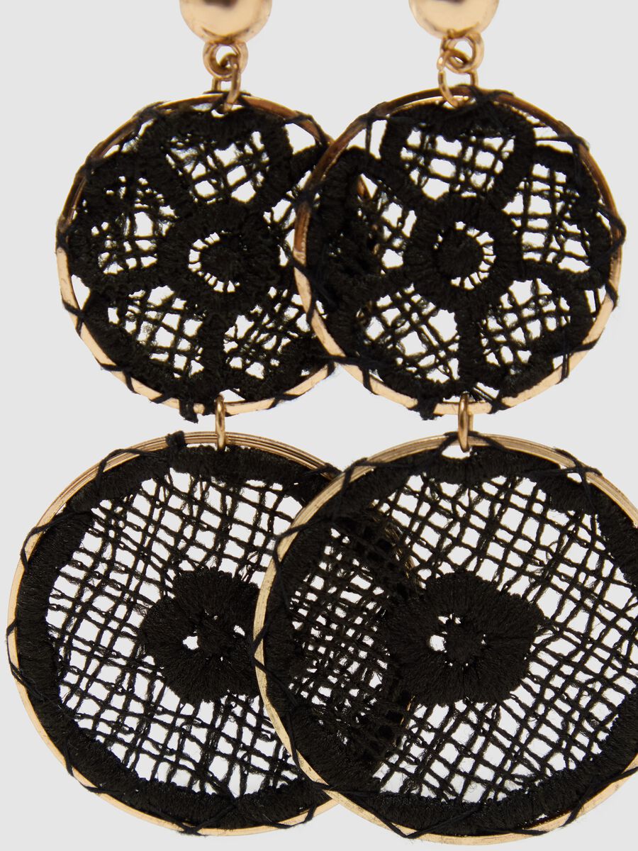 Pendant earrings with macramé lace_3