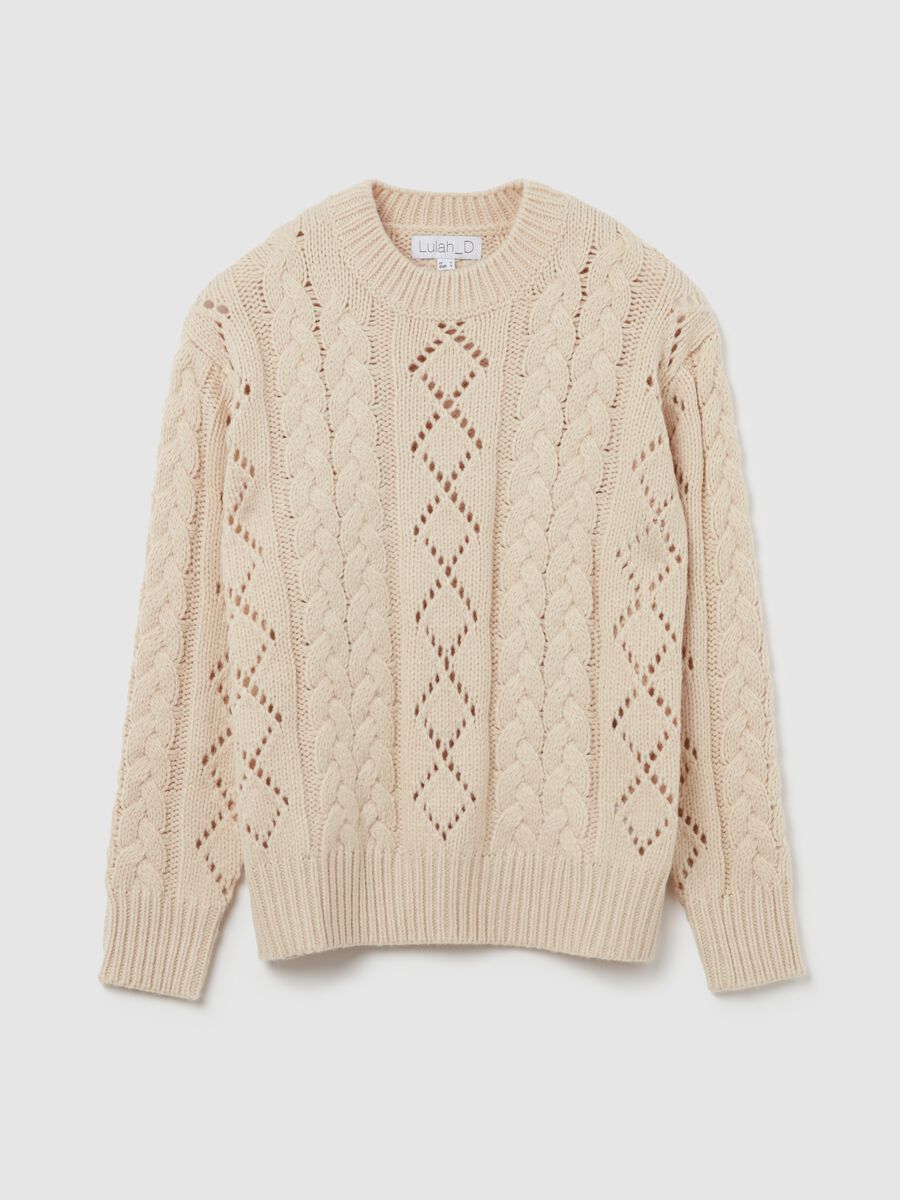 Cable-knit pullover with diamond motif_4