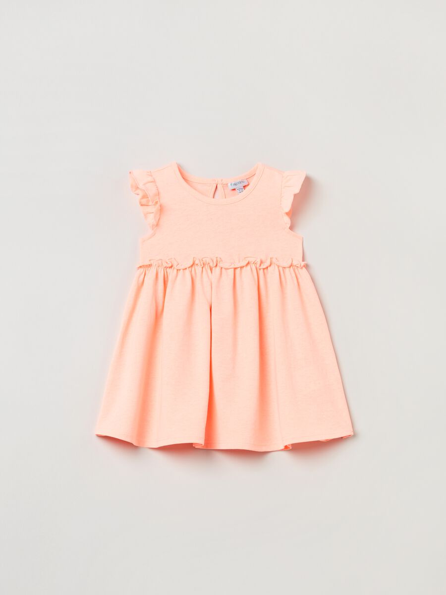 Slub cotton dress with frills_0