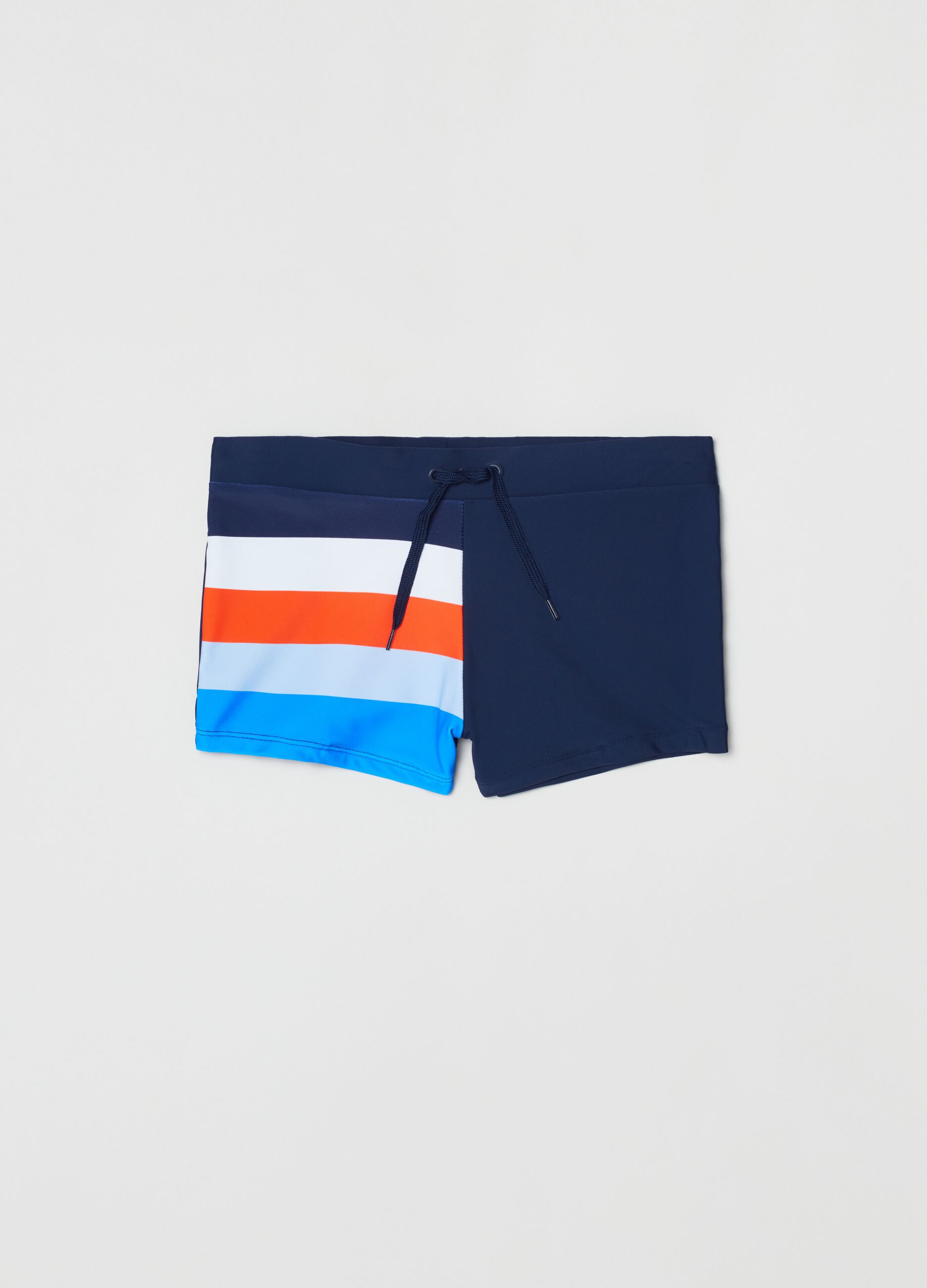 Swimming trunks with striped print