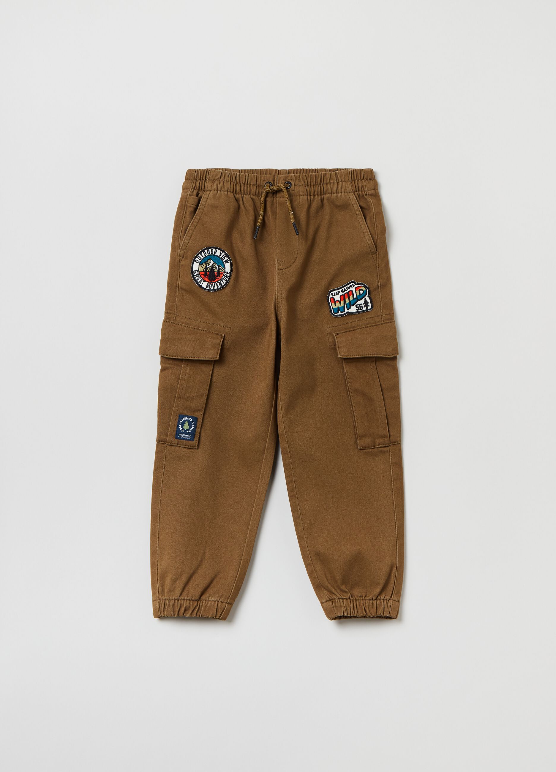 Cargo joggers with patch and drawstring