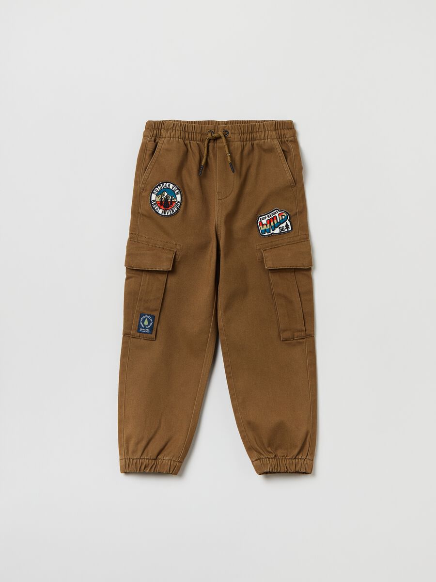 Cargo joggers with patch and drawstring_0