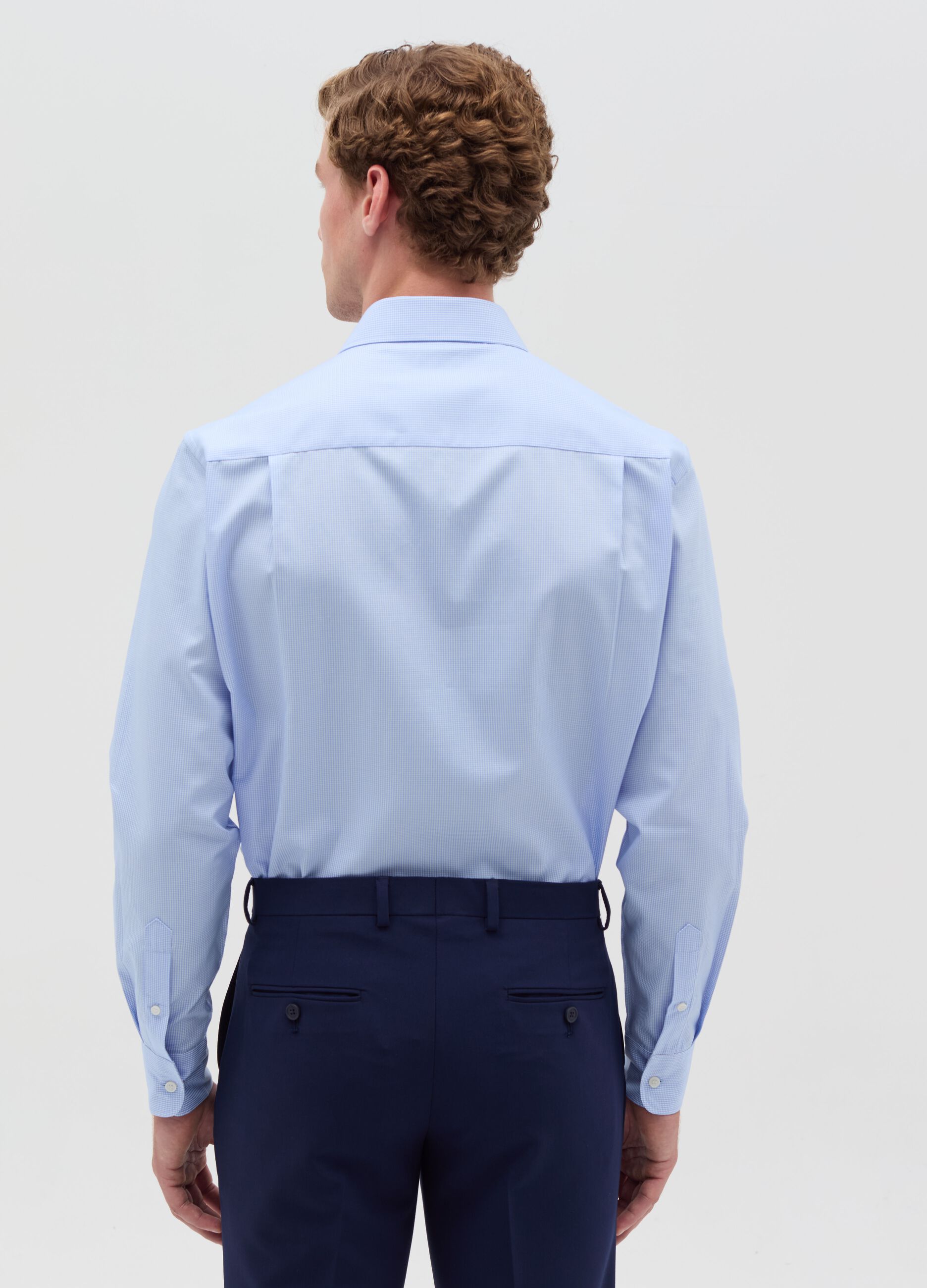 Regular-fit easy-iron shirt with micro check pattern