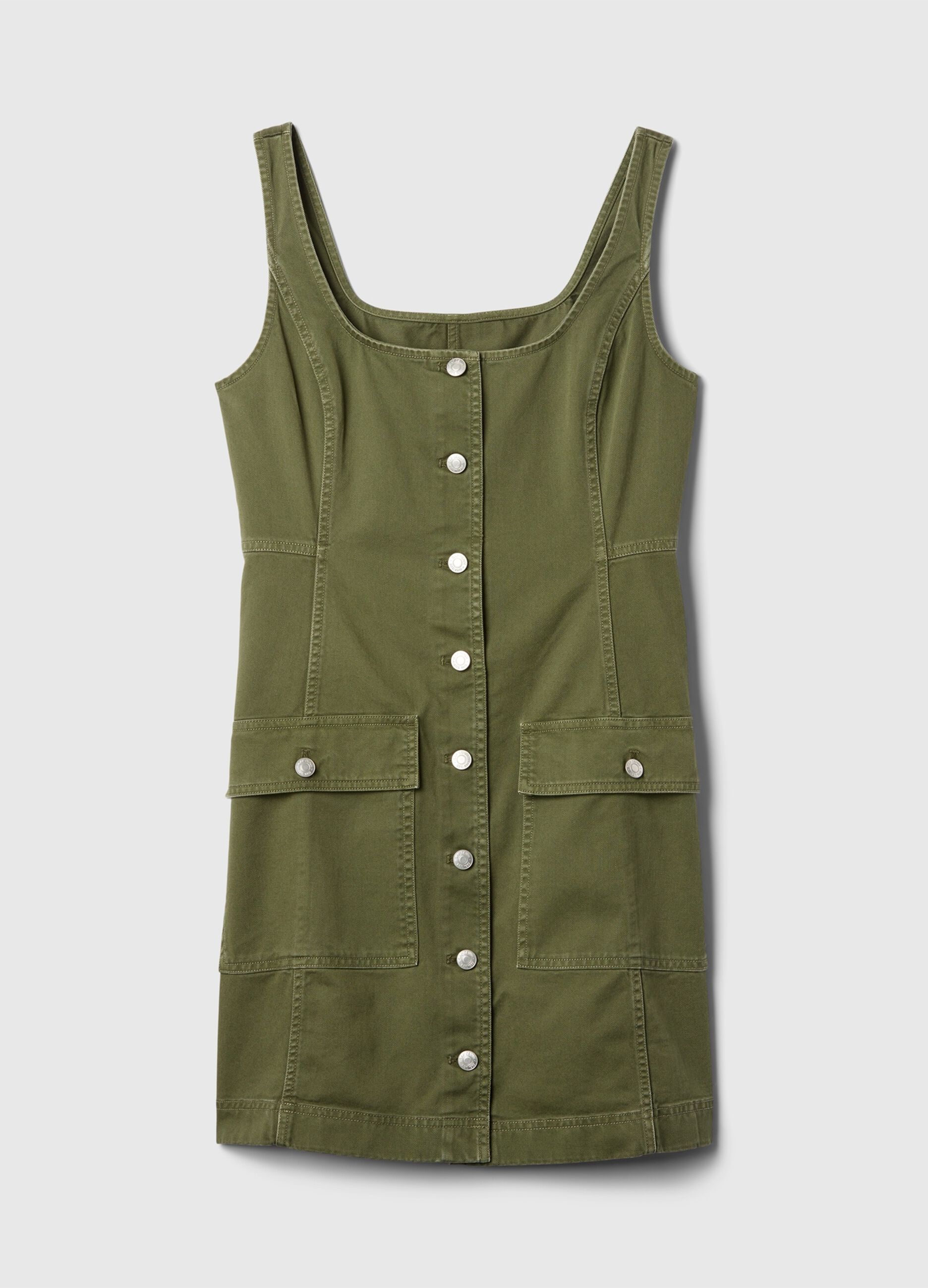 Short utility dress with buttons