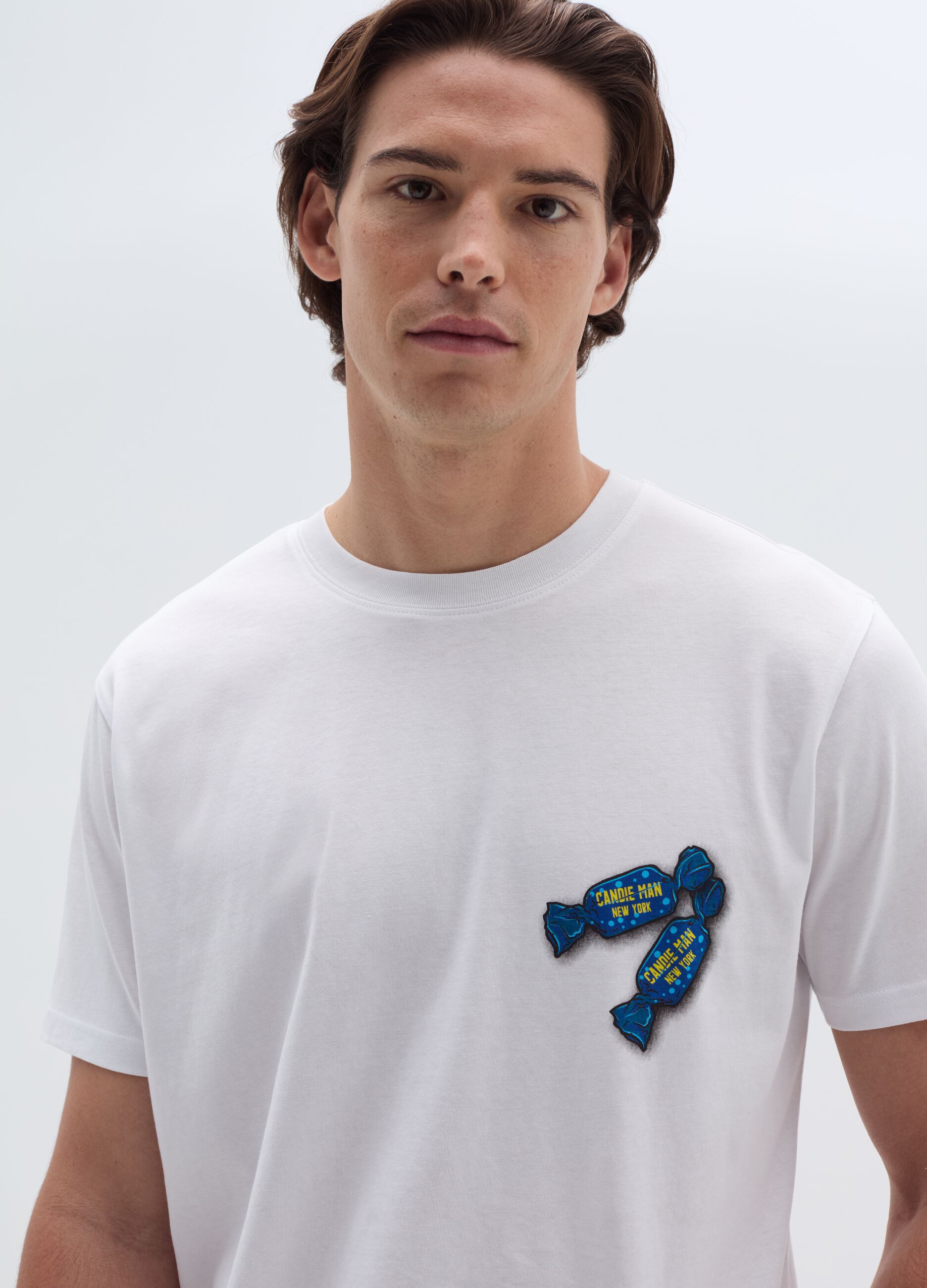 Cotton T-shirt with Candie Man NY print