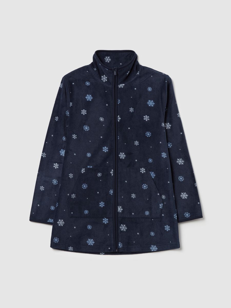 Short full-zip dressing gown with snowflakes print_4