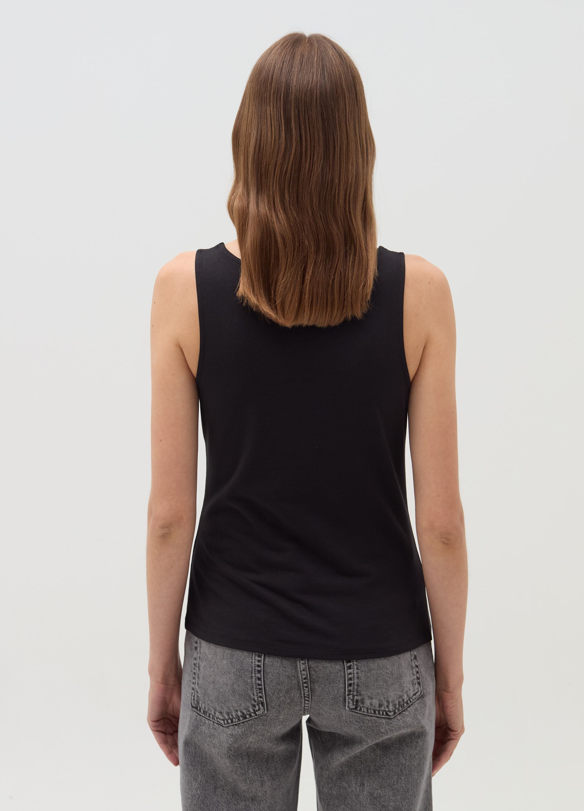 Tank top with square neck