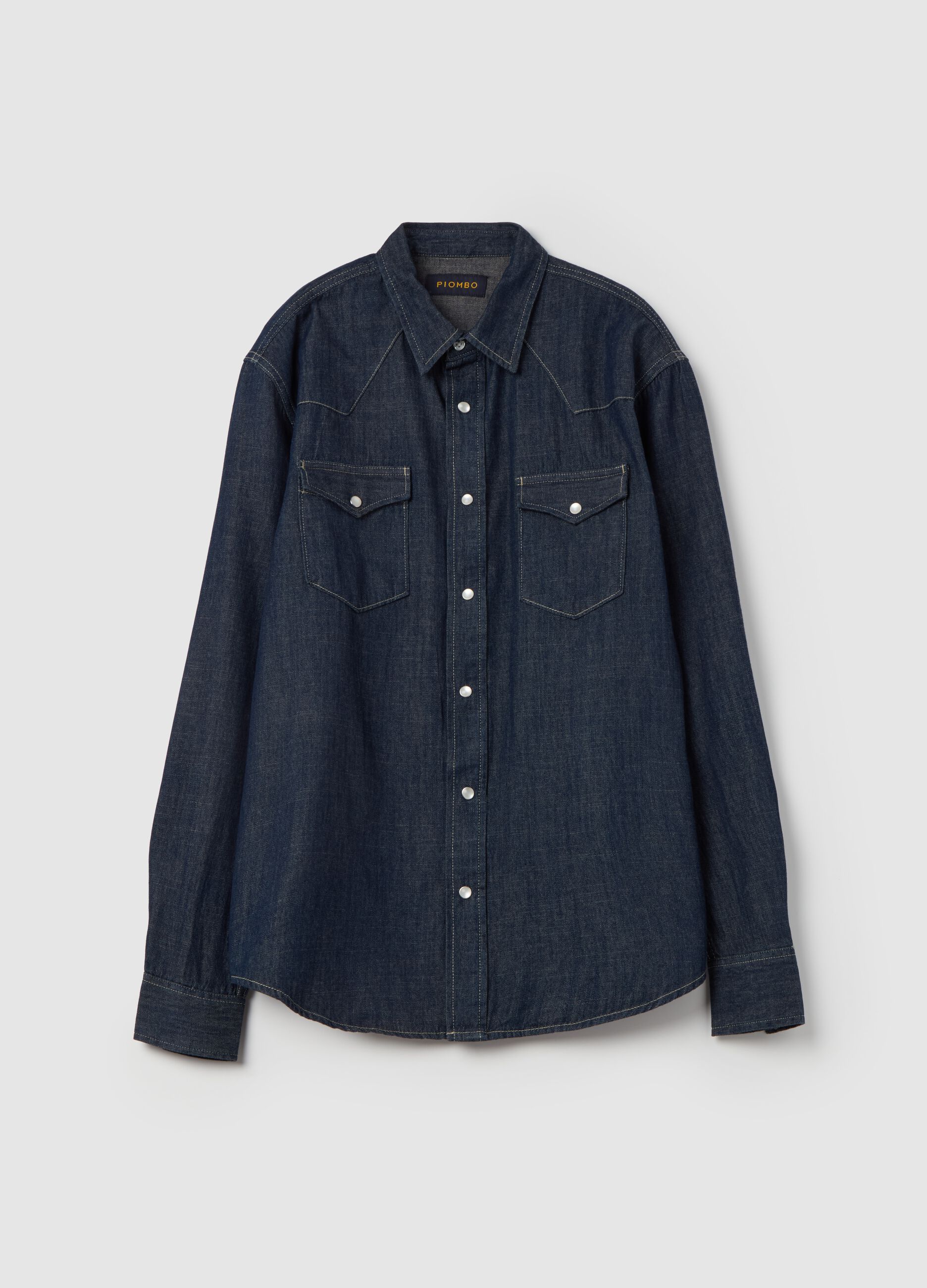 Western shirt in rinsed denim