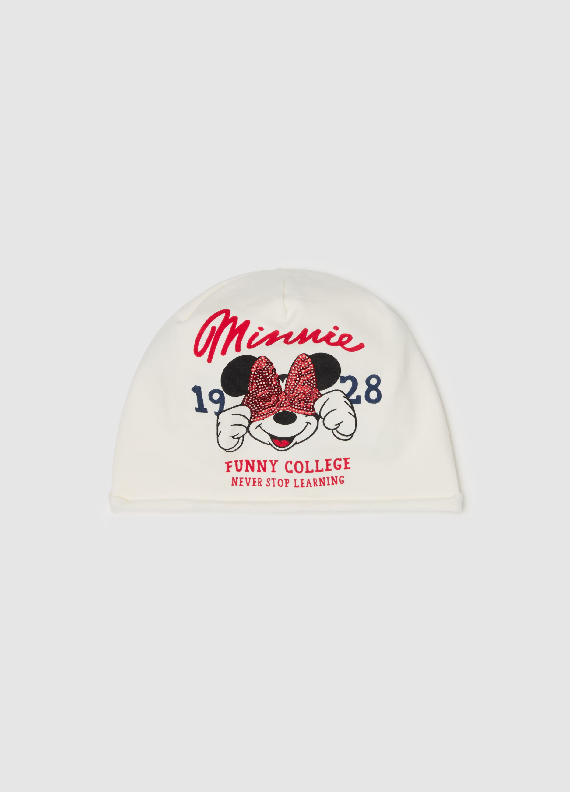 "Minnie Mouse 28” hat in organic cotton fleece