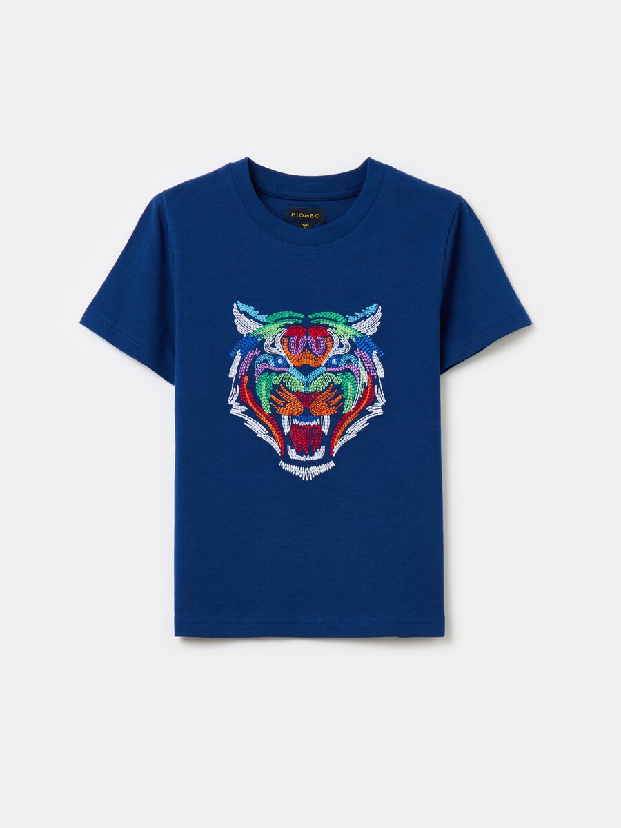 Camiseta de algodón con bordado tigre_4