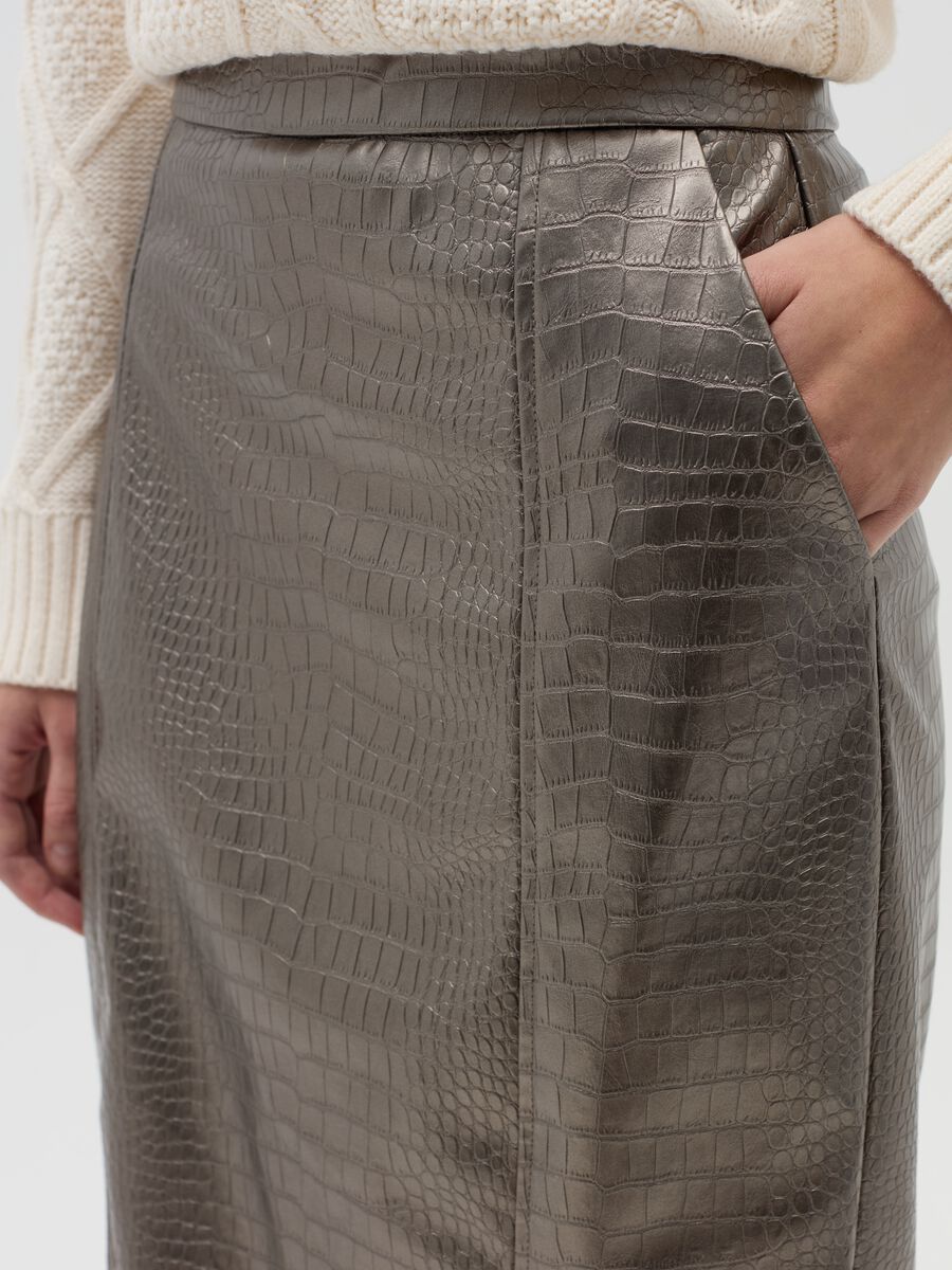 Longuette skirt with animal print texture_3